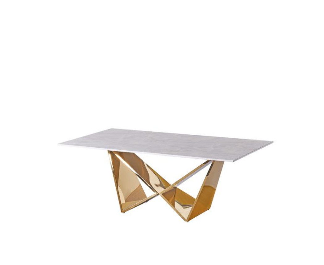 alesvelt Couchtisch Edler Couchtisch in Marmor-Optik mit Edelstahlbeinen 130cm