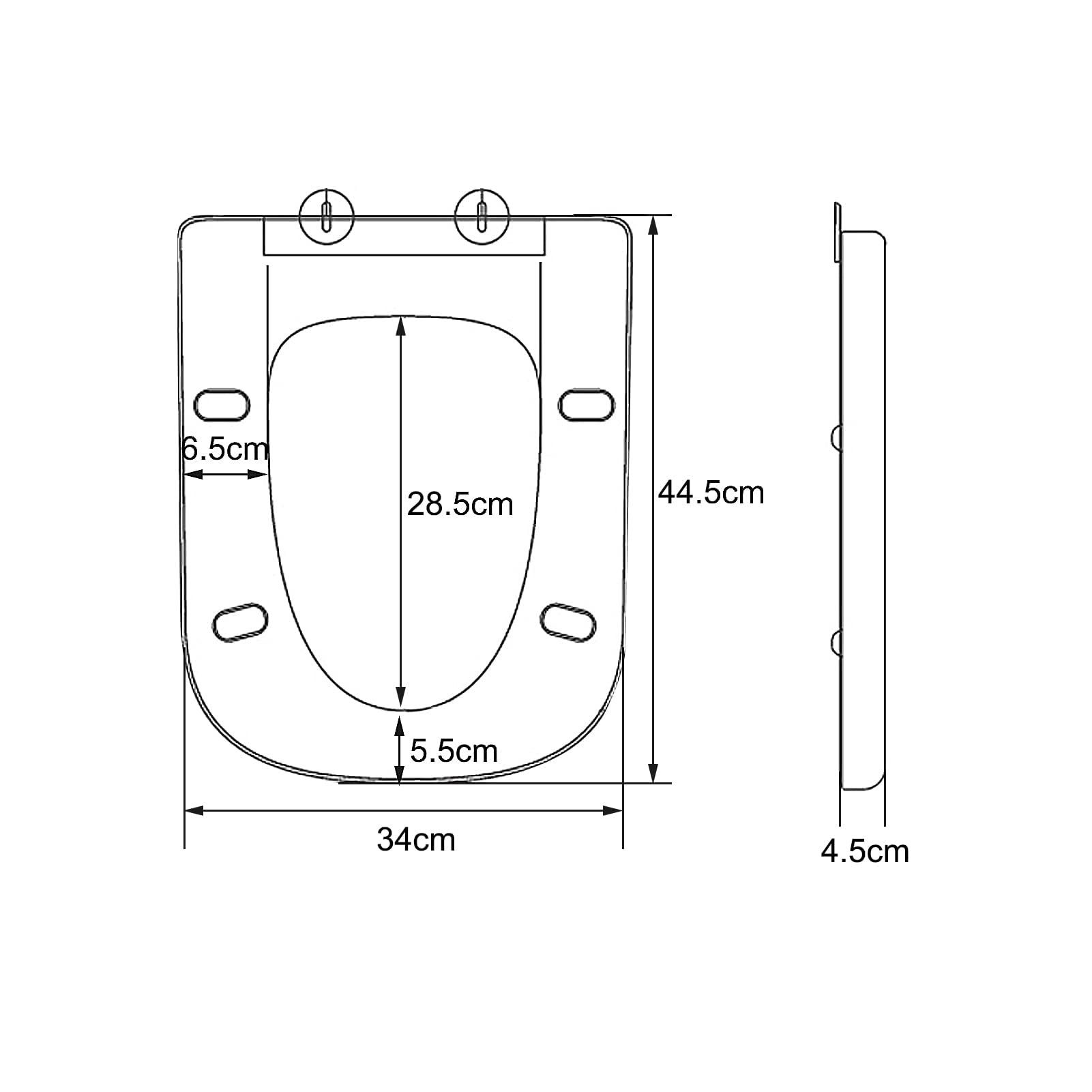 Youyijia WC-Sitz Quadratischer WC-Sitz Weiß mit Absenkautomatik Soft Close – Bild 4 von 4