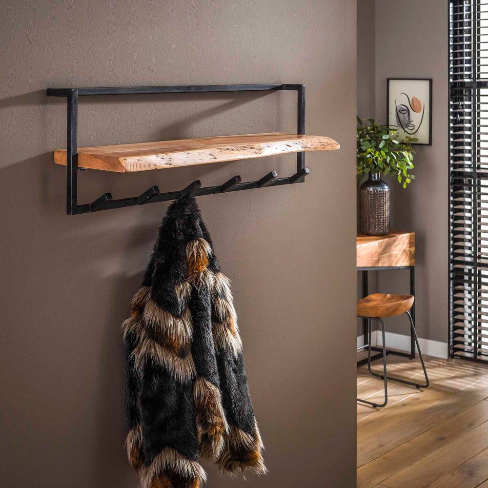 RINGO-Living Kleiderständer Massivholz Garderobe Alani mit 6 Haken in Natur-hell und