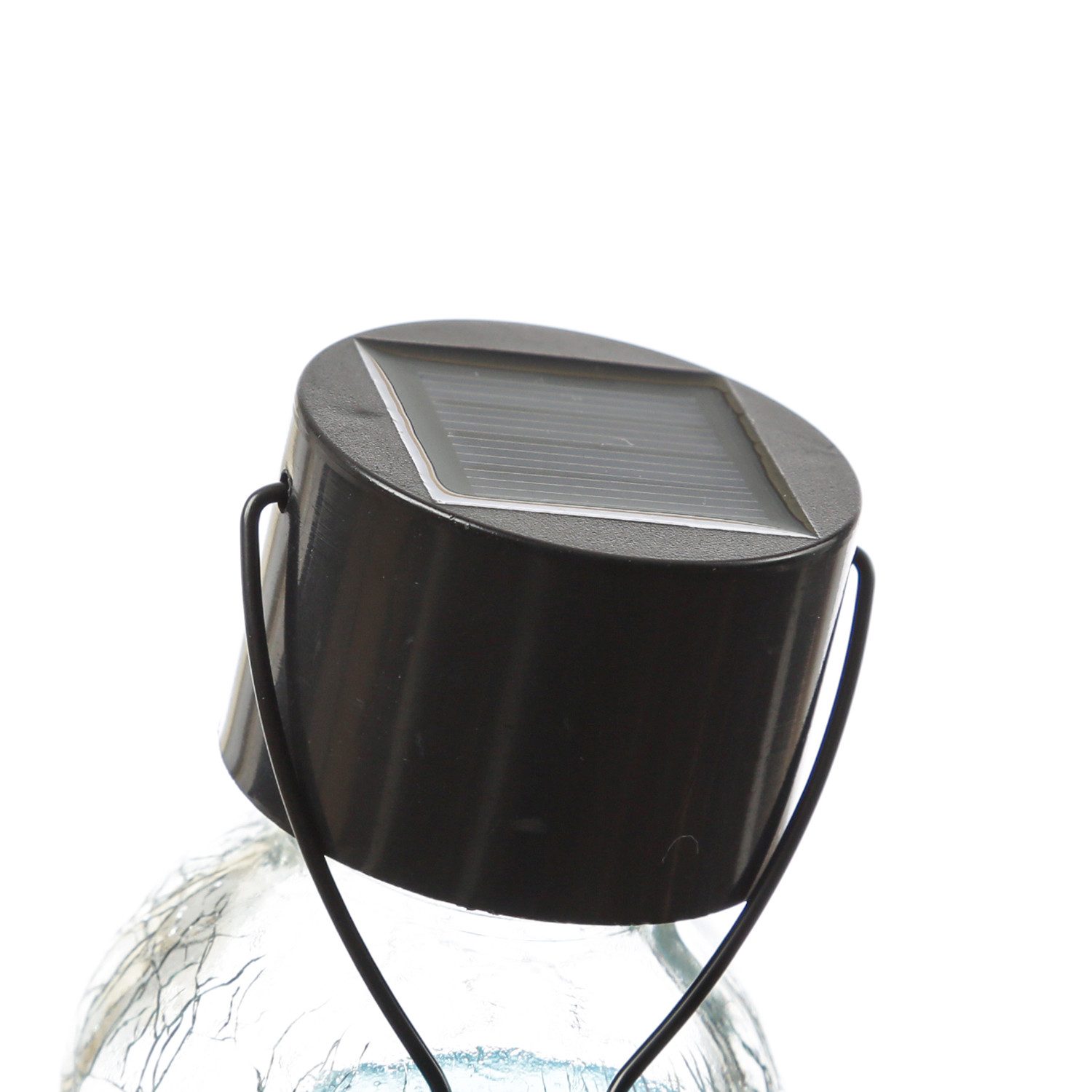 MARELIDA LED Solarleuchte LED Solar Hängeleuchte CRACKLE Bruchglas-Optik Kugelleuchte H: 9cm, LED Classic, warmweiß (2100K bis 3000K)