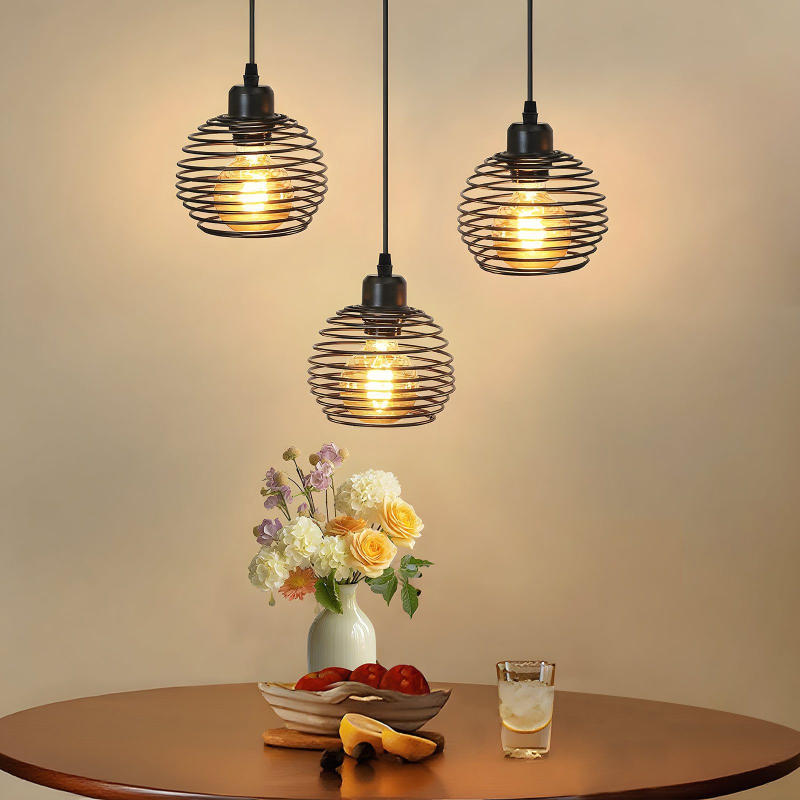 Nettlife Pendelleuchte Schwarz Esstisch Vintage Metall E27 Hängelampe Retro günstig online kaufen