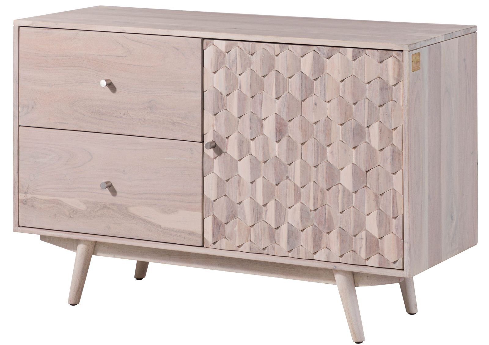 Massivmoebel24 Sideboard (Sideboard Akazie 115x42x75 weiß günstig online kaufen
