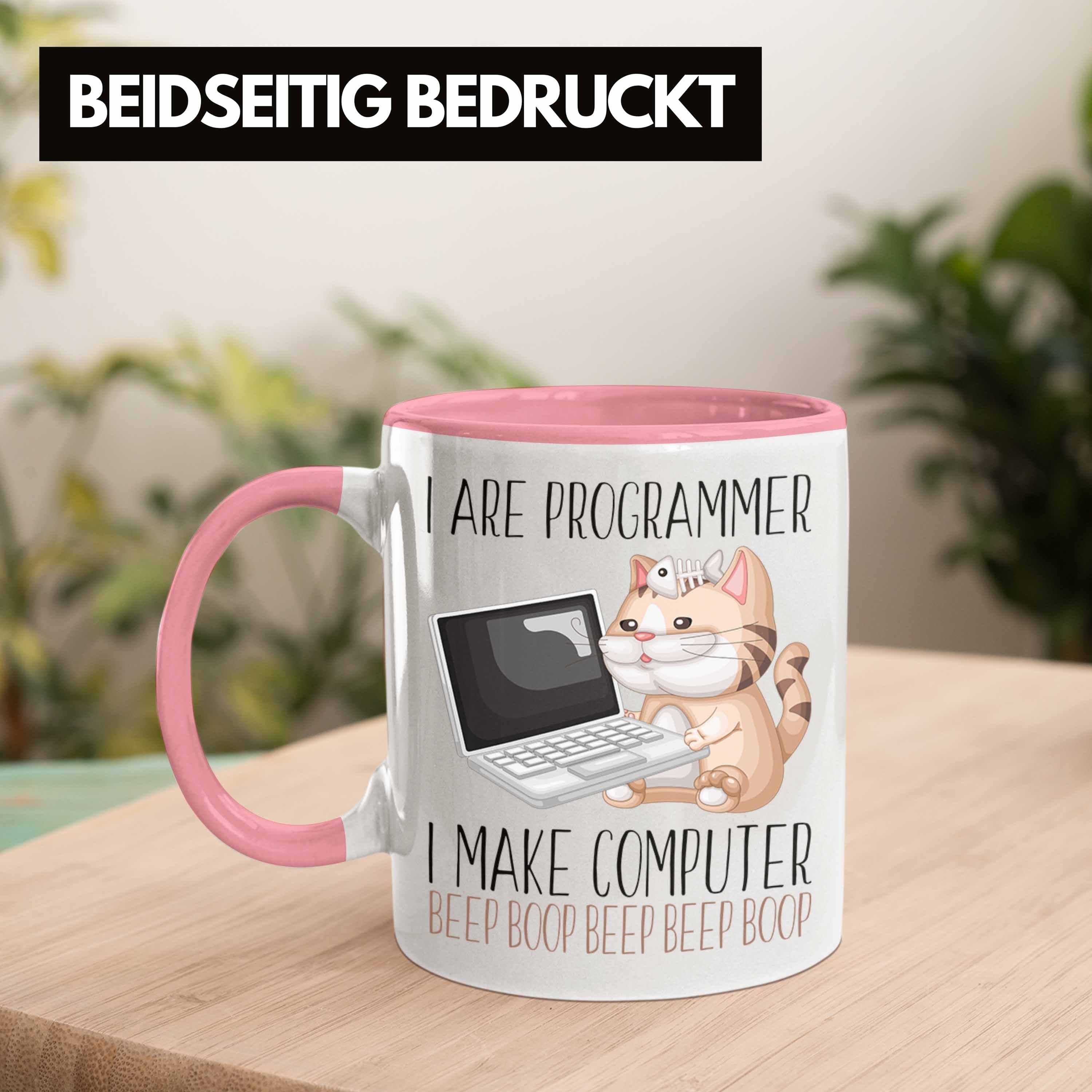 Tasse Tasse Geschenk Programmierer Kaffee-Becher Entwickler IT Techniker Trendation Rosa Ges