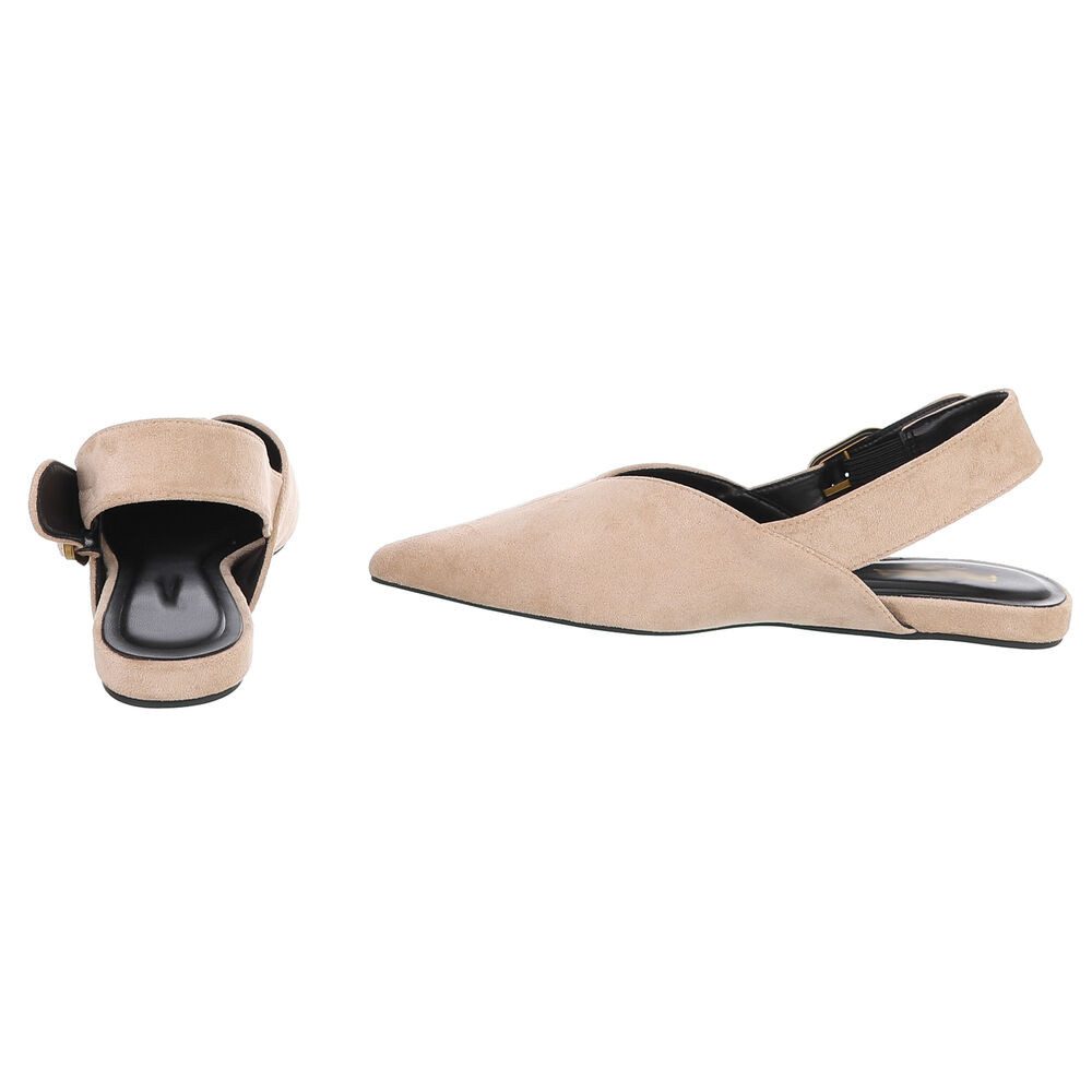 Ital-Design Damen Kniestiefel Western-Optik Blockabsatz Schnürpumps (92078642) Flach Schnür- & Riemchenpumps in Beige – Bild 5 von 5