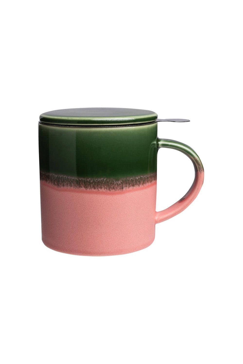 Tranquillo Tasse Tasse mit Teesieb INDUSTRIAL 410 ml grün/rosa
