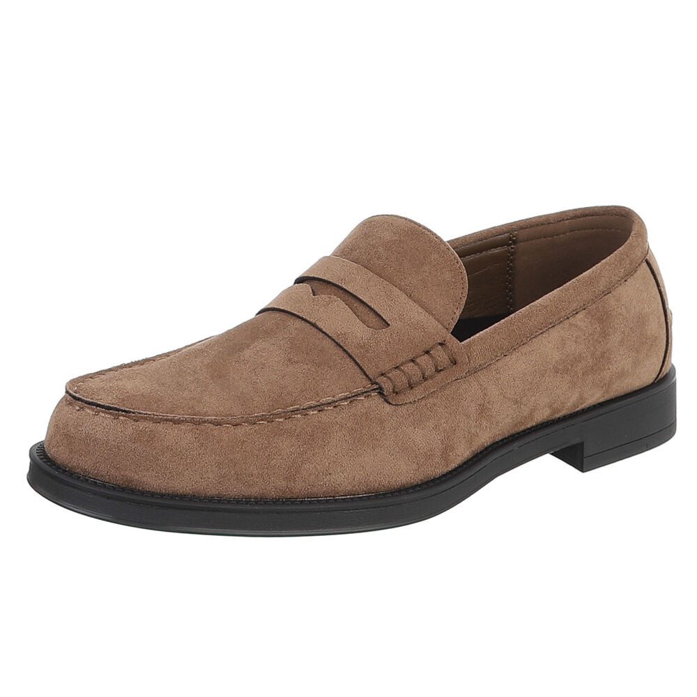 Coolwalk Herren Loafer Pennyloafer Slip-On elegant Freizeit Slipper (91917767) Blockabsatz Slipper in Hellbraun