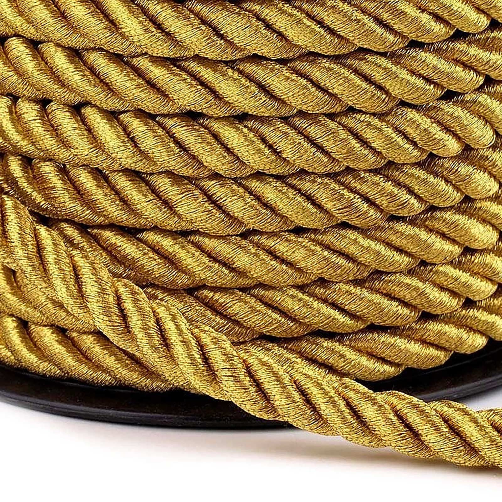 maDDma Kordelschnur Atlaskordel 20 m ca. 7mm glänzend gedreht Seil, gold