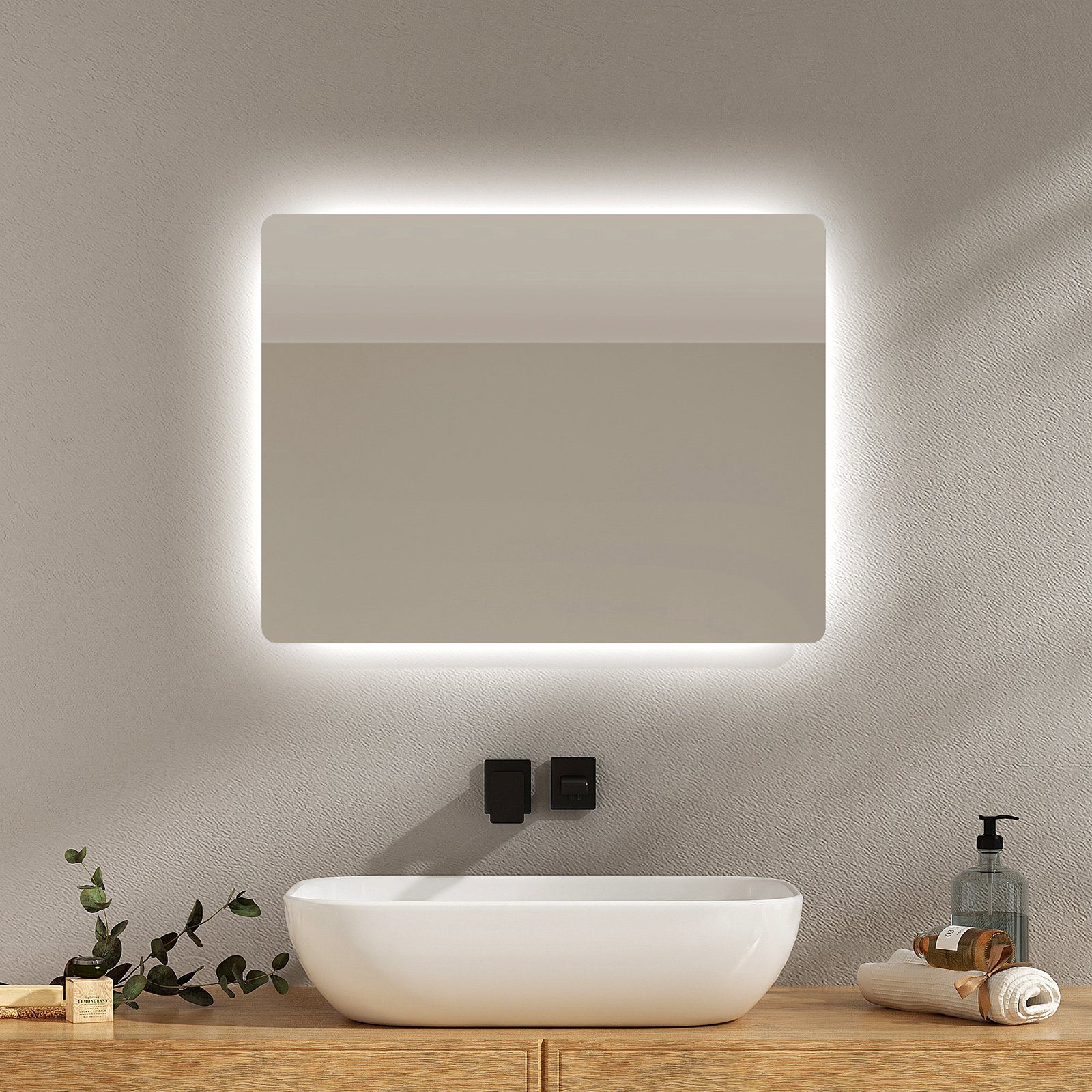 EMKE LED-Lichtspiegel Wandspiegel mit Beleuchtung LED Badspiegel