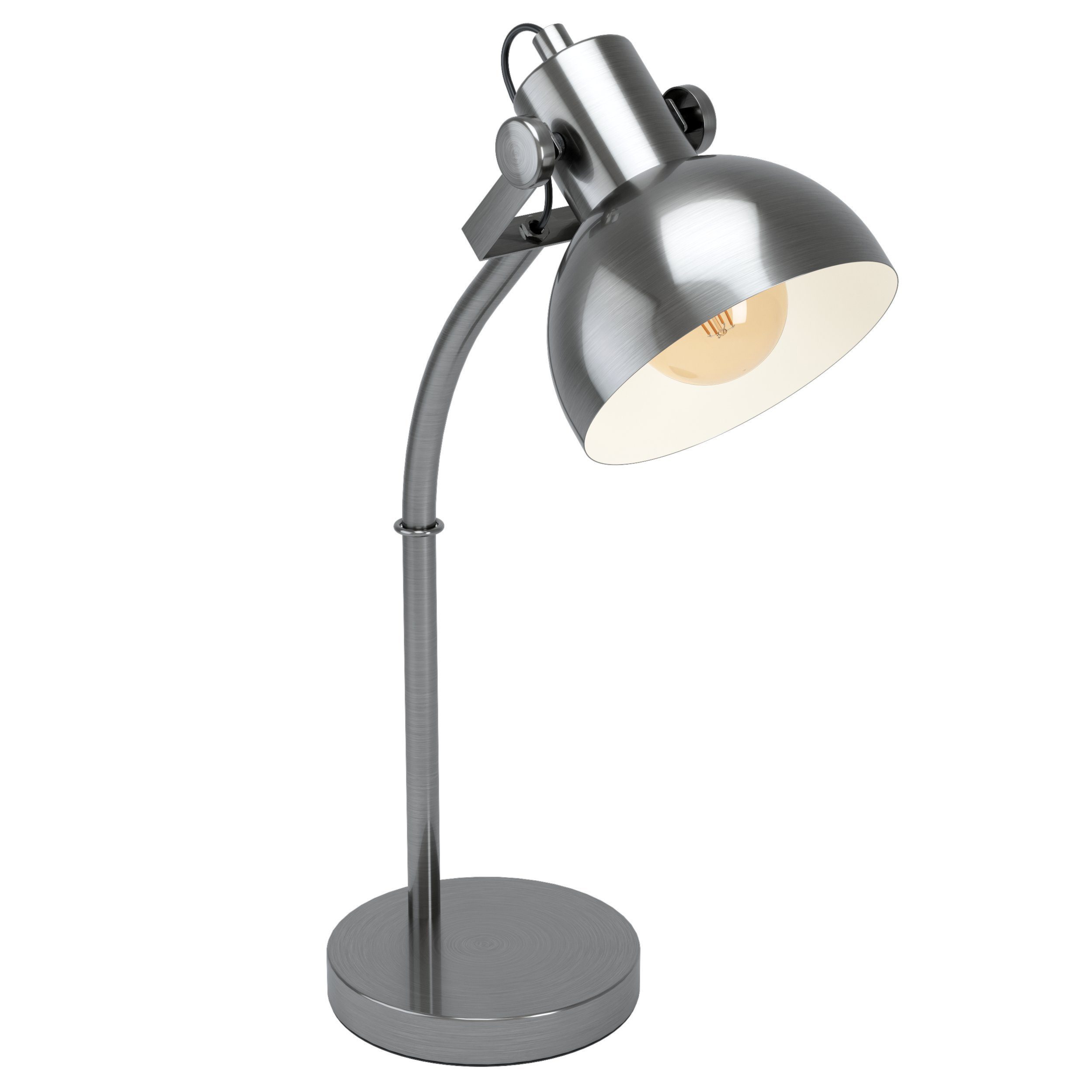 EGLO LED Tischleuchte Lubenham 1, Leuchtmittel exklusive, Vintage Tischleuchte, Nachttischlampe, Nickel matt, E27, Schalter | Tischlampen