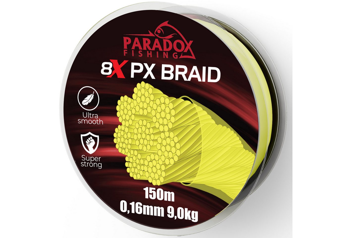 Paradox Fishing Angelschnur 8x geflochten PX, 150 m Länge, -500m Länge, 0,07mm-0,28mm, Chartreuse gelb, 4,6kg-18,5kg