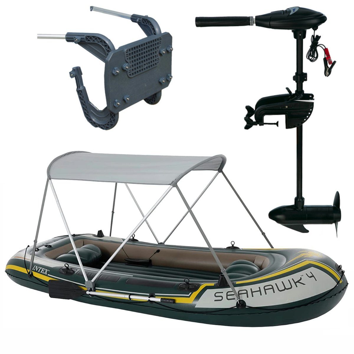 Schlauchboot Seahawk 4 SET inkl. Außenbordmotor + Befestigung + Überdachung