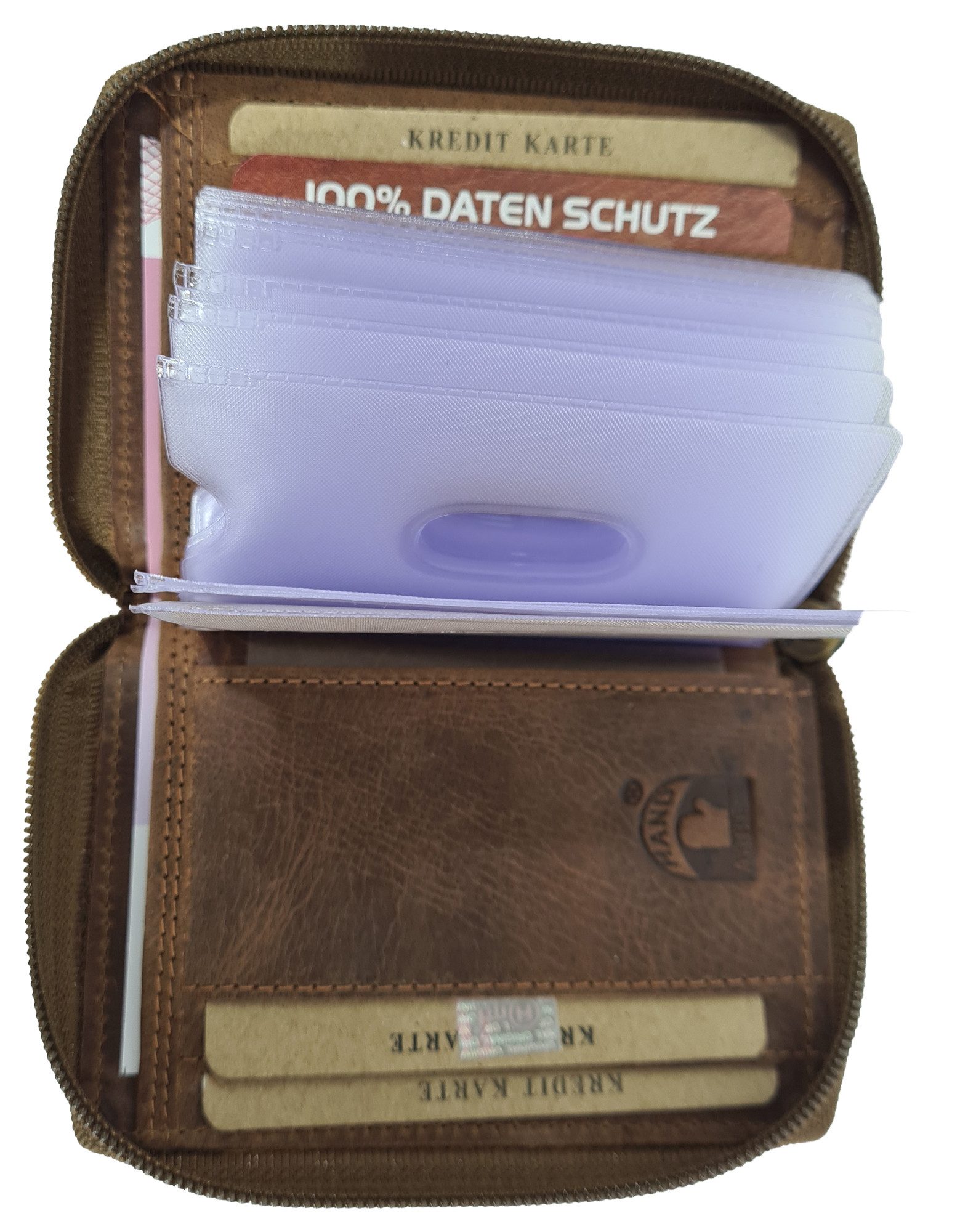 Einkaufszauber Kartenetui Echt Leder Kreditkarten Etui Braun, Echtes rustik günstig online kaufen