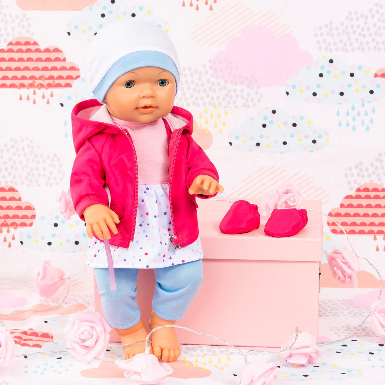 Bayer Puppenkleidung Kleid/Hose pink/bl. (Set, 5-tlg)