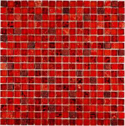 Mosani Mosaikfliesen Glasmosaik Mosaikfliese rot Resin dunkelrot BAD WC