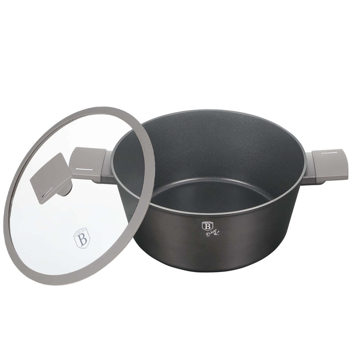 BerlingerHaus Kasserolle, Aluminium (Set, 2-tlg., mit Deckel), Silikongriffe und Deckel