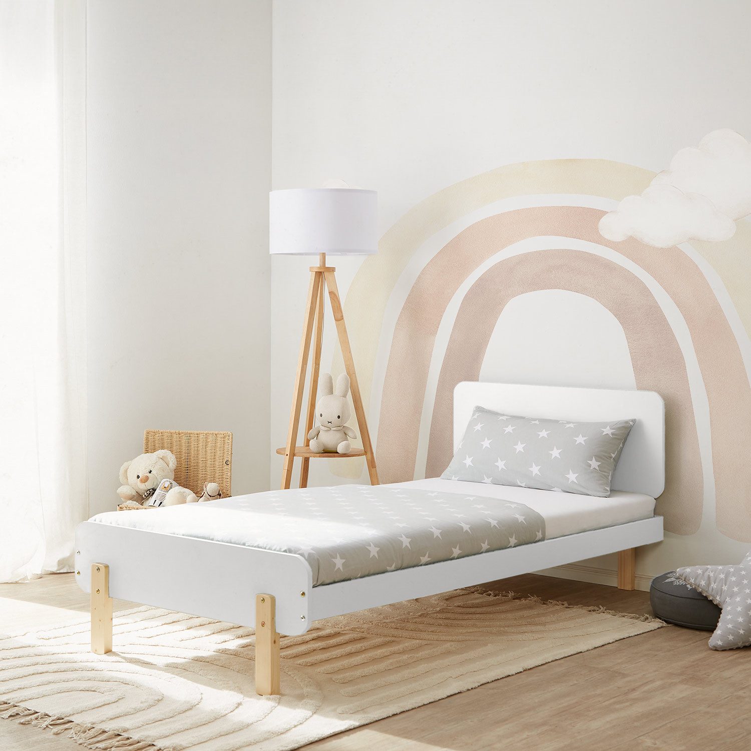 Homestyle4u Kinderbett 90x200 mit Lattenrost und Matratze in Weiß 2804 günstig online kaufen