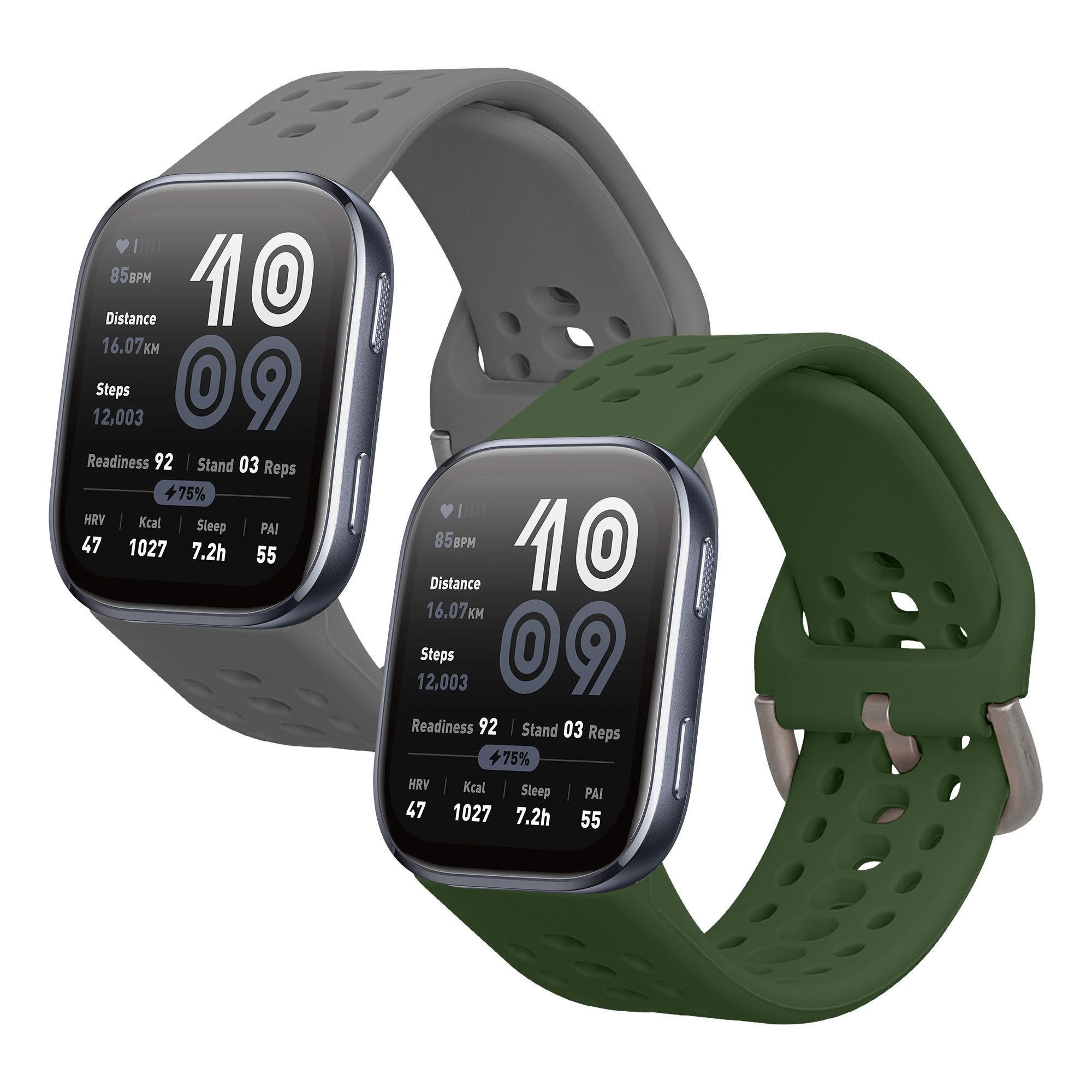 kwmobile Smartwatch-Armband 2x Uhrenarmband für Amazfit Bip 6 Armband, Fitnesstracker Band Set aus TPU Silikon - Ersatzarmband Smartwatch