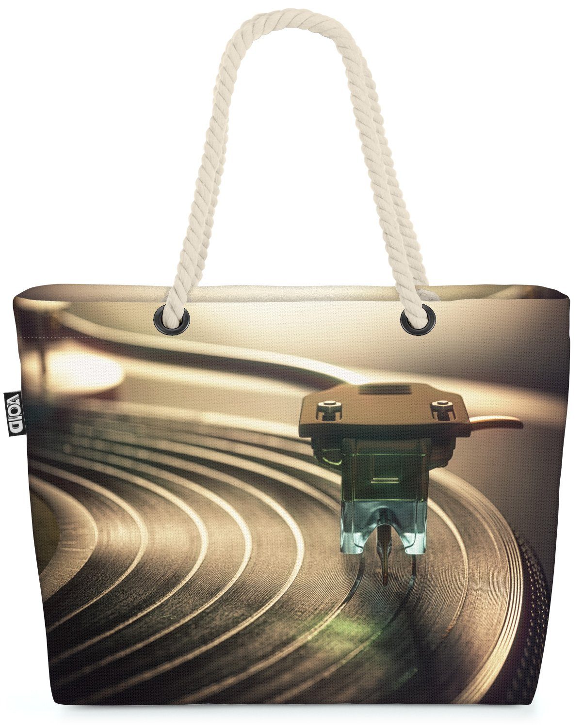 VOID Strandtasche (1-tlg), Plattenspieler Retro Musik Vinyl Musik Record Schallplattenspieler ge