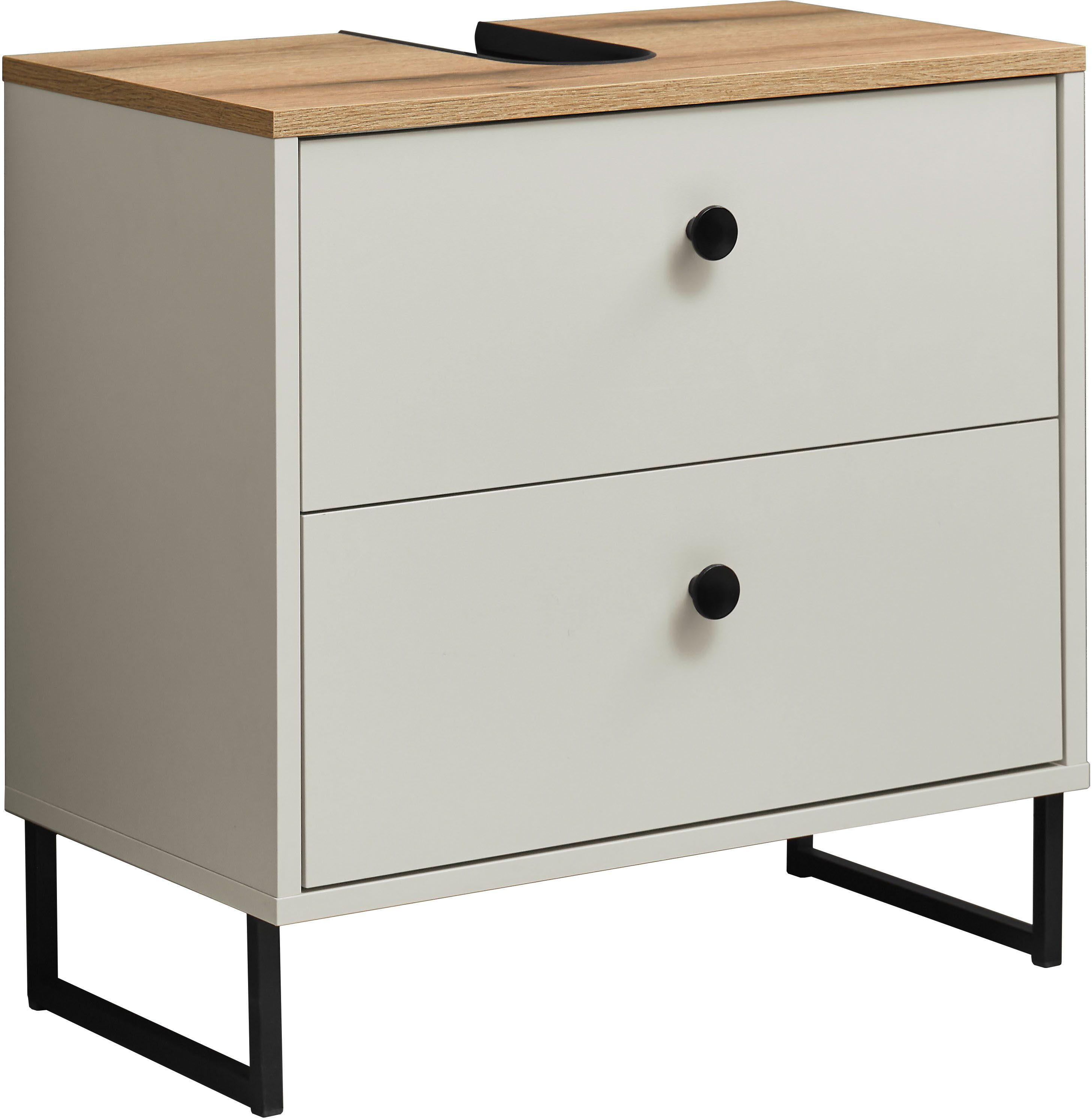 BASIC by Balculina Waschbeckenunterschrank Linea (1-St) Breite 60cm, U-Profil Füße, Unterflurauszug