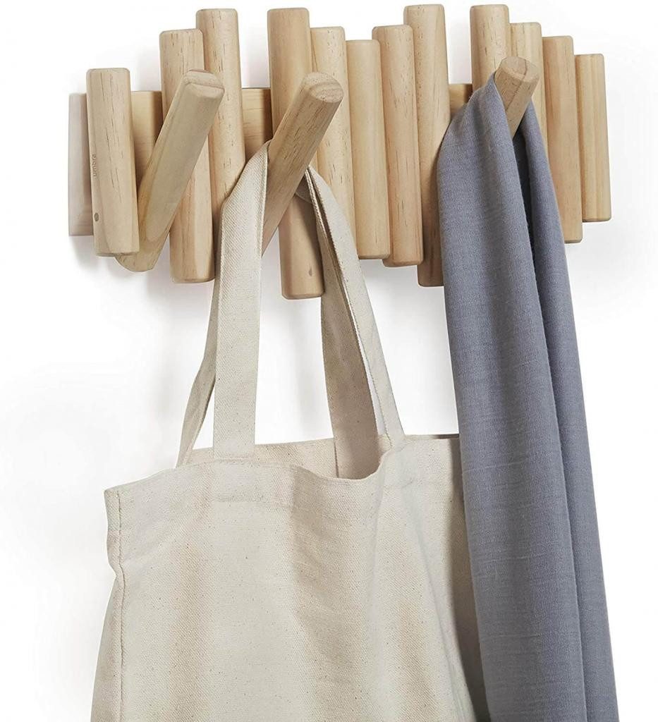 Umbra Garderobenhaken Picket mit 5 Garderobenhaken Garderobenleiste Wandhaken Kleiderhaken, 5 Klapphaken