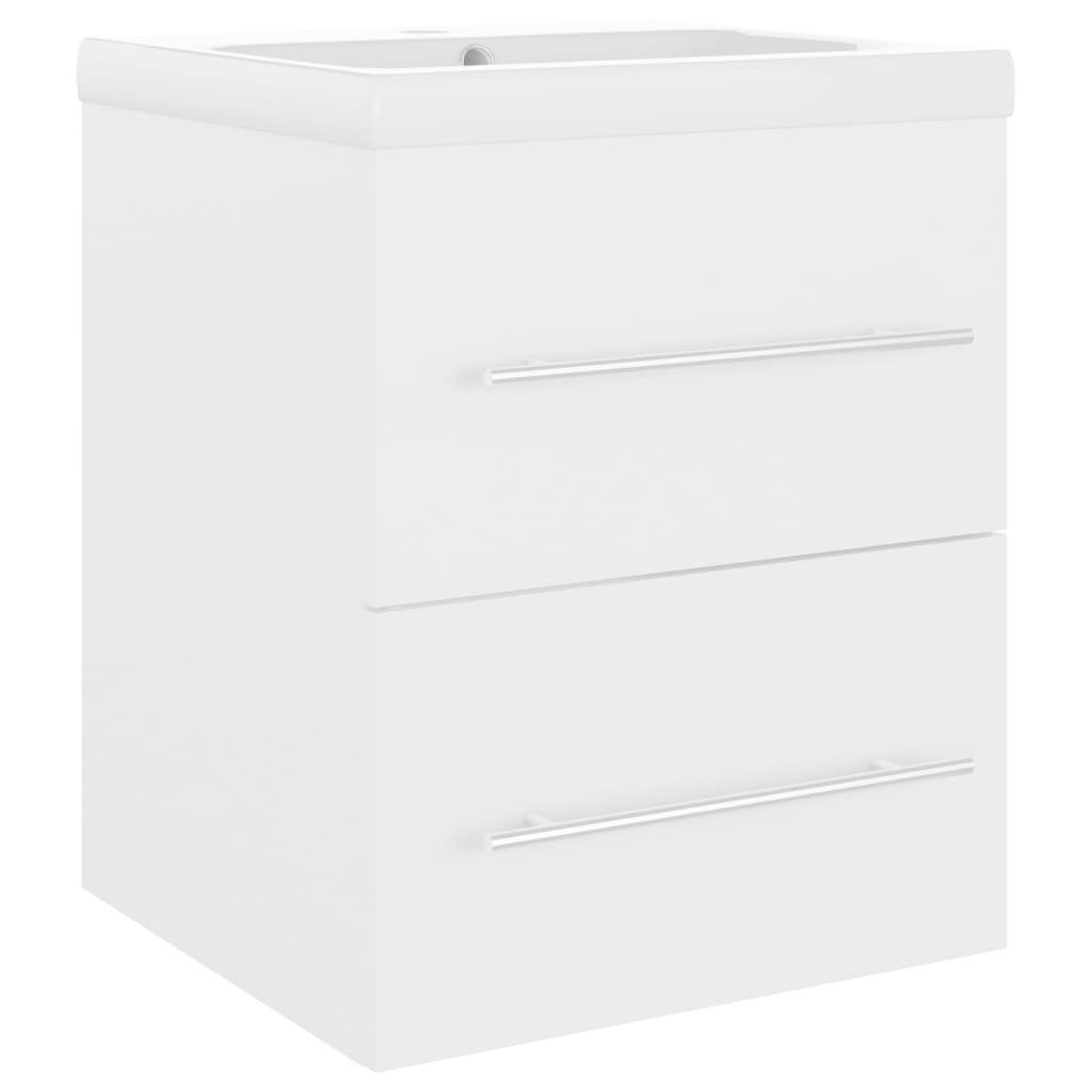 vidaXL Waschtisch Waschbeckenunterschrank mit Einbaubecken Weiß Spanplatte 42 cm