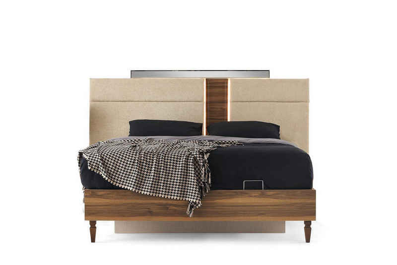 JVmoebel Bett Schlafzimmer Braunes Doppelbett Designer Bettrahmen Luxus Holzgestell (1-tlg., Bett), Made in Europa