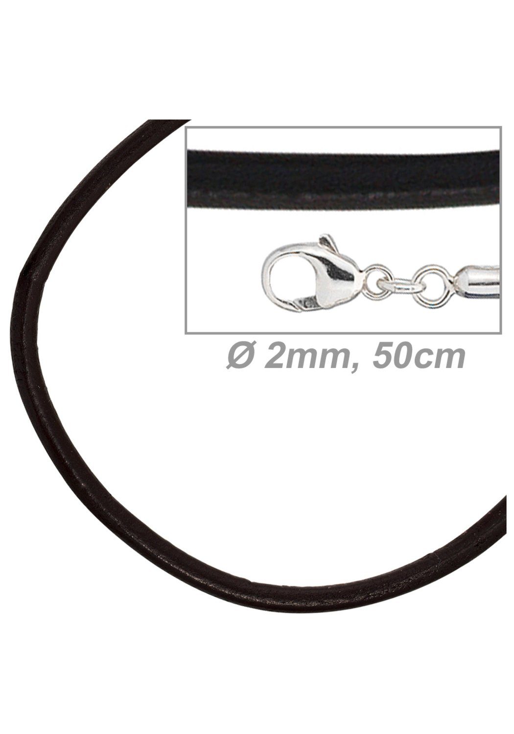 JOBO Kette ohne Anhänger, Leder und 925 Silber