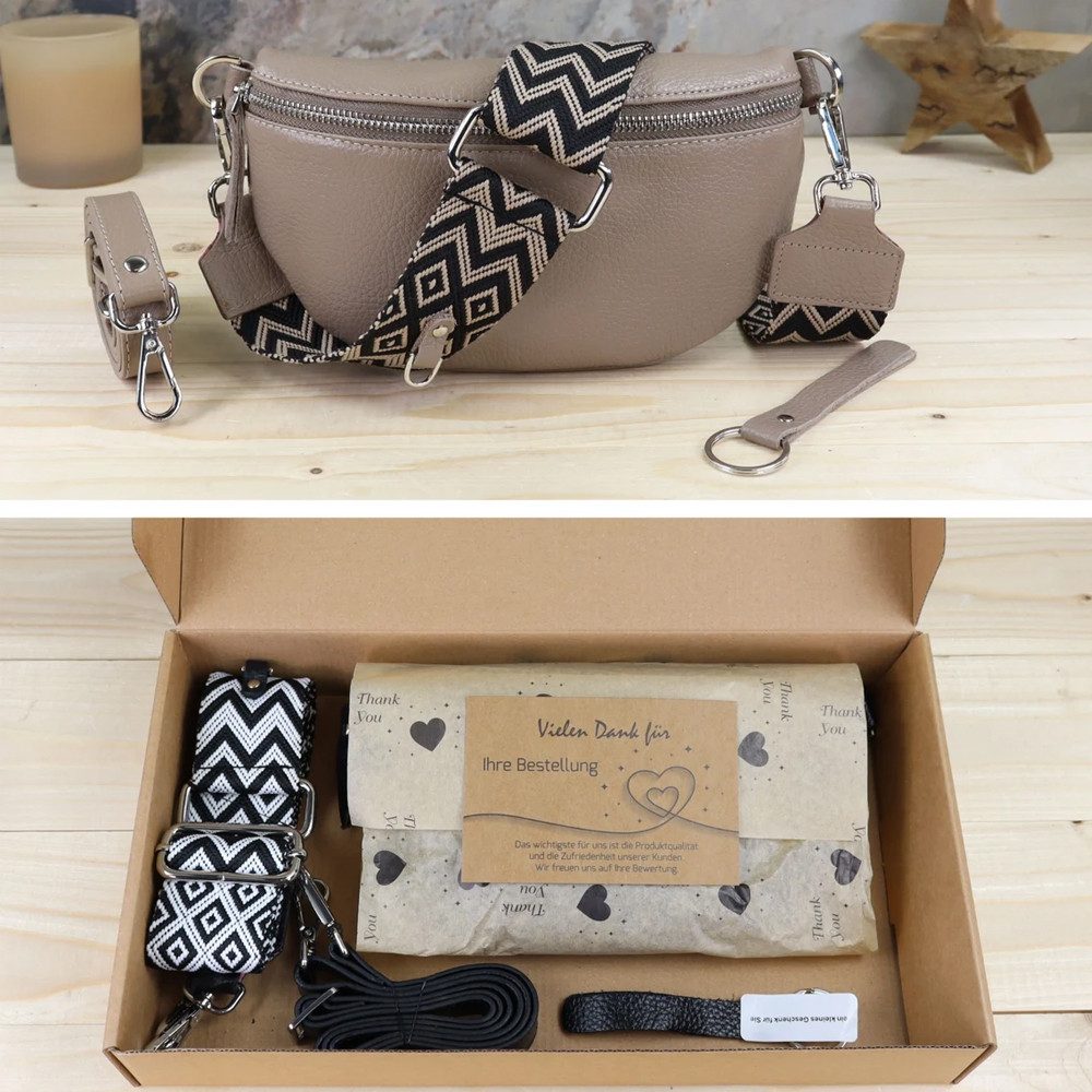 Blade Umhängetasche Bauchtasche Damen Echtleder Umhängetasche Brusttasche Gürteltasche, als Schultertasche tragbar mit Verstellbare Schultergurte