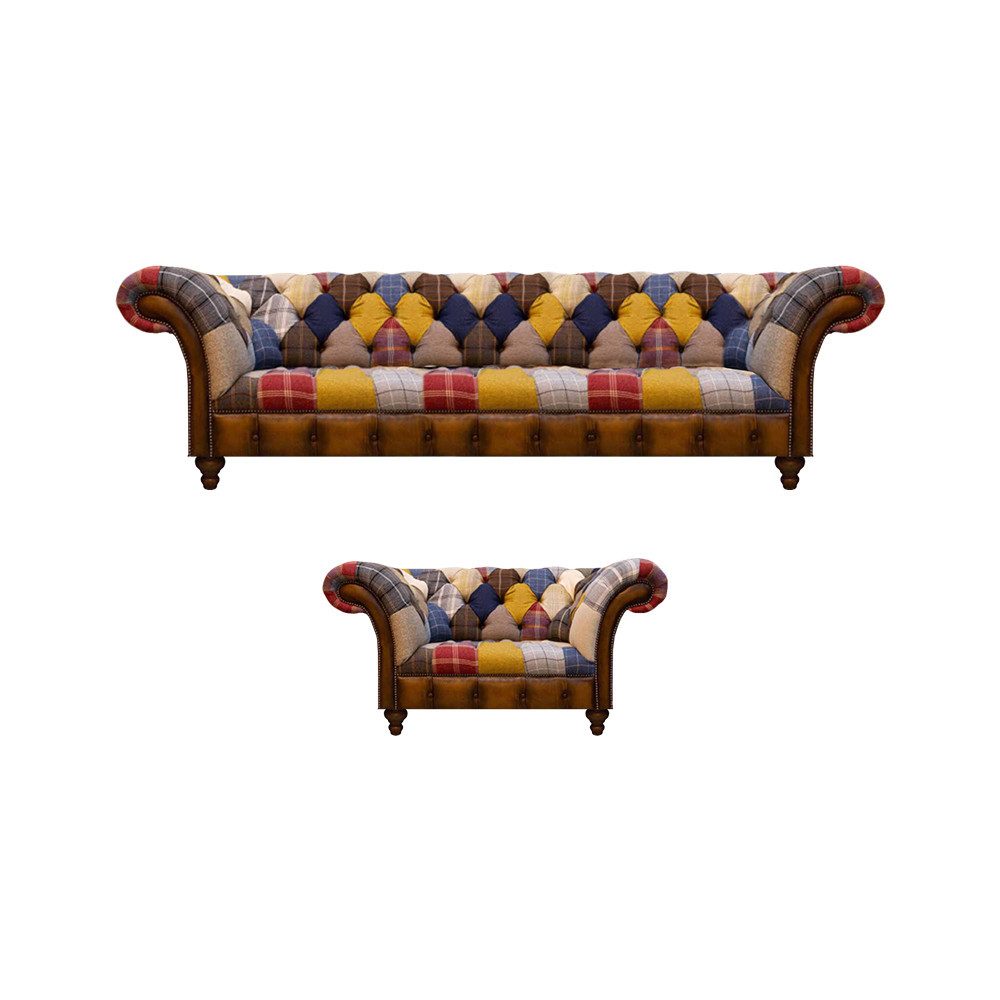 JVmoebel Chesterfield-Sofa Designer Mehrfarbig Sofa Dreisitze Couch Polster günstig online kaufen