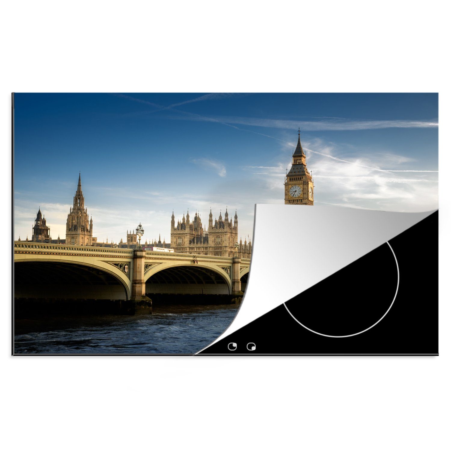 MuchoWow Herdblende-/Abdeckplatte Big Ben - London - England, Vinyl, (1 tlg), 81x52 cm, Induktionskochfeld Schutz für die küche, Ceranfeldabdeckung