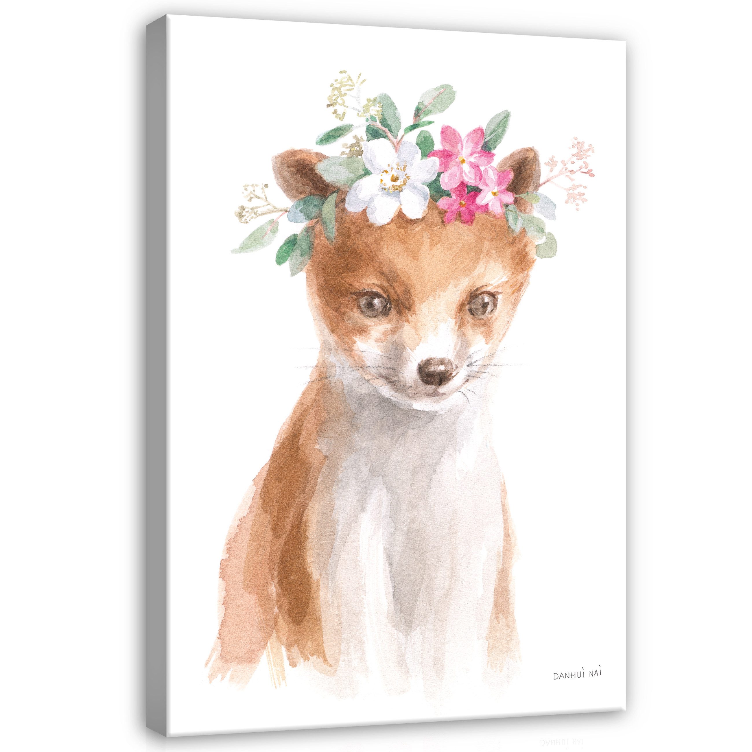 Wallarena Leinwandbild Kinderzimmer Tiere Fuchs Mädchen Wandbild Wand Deko Leinwandbilder, Fuchs - Tier (Einteilig, 1 St), Leinwand Изображения Kinderzimmer Kinder Wandbilder Leinwandbilder