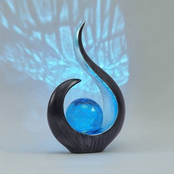 Lindby Dekolicht Jasem, LED-Leuchtmittel fest verbaut, tageslicht, Polyresin, Glas, Kunststoff, dunkelgrau, Blau, 1 flammig, inkl.