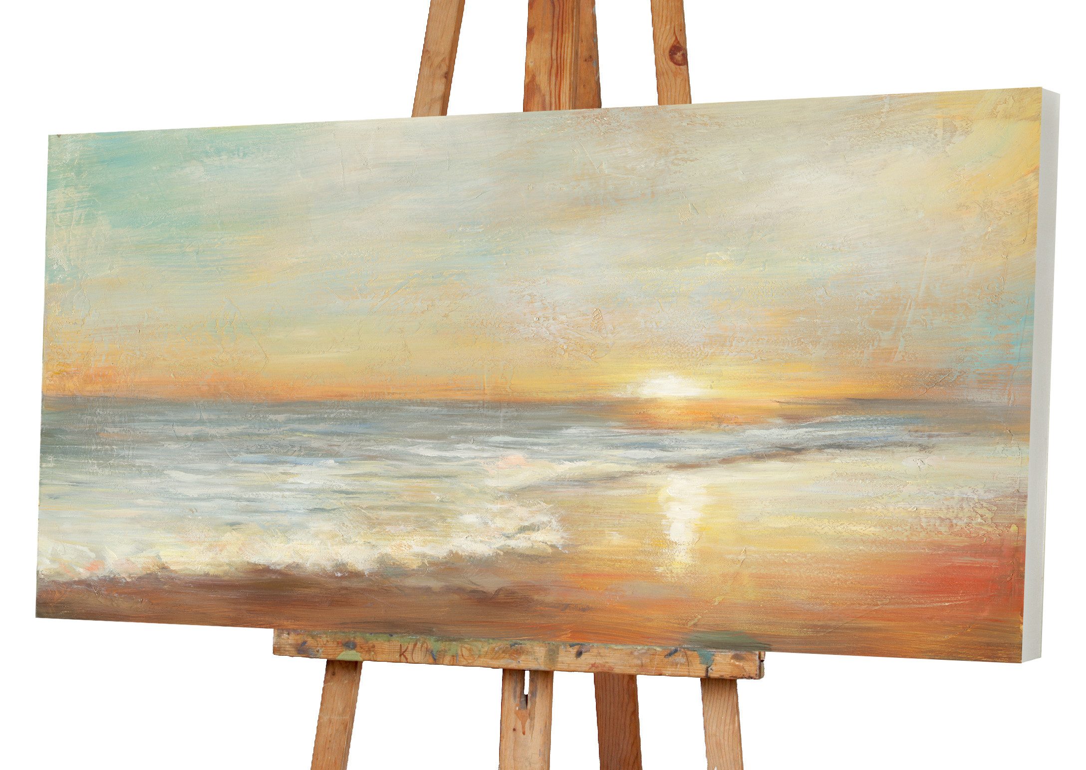 ArtUniverse Gemälde Sonnenuntergang am Meer 70 x 140 cm, Naturmotiv
