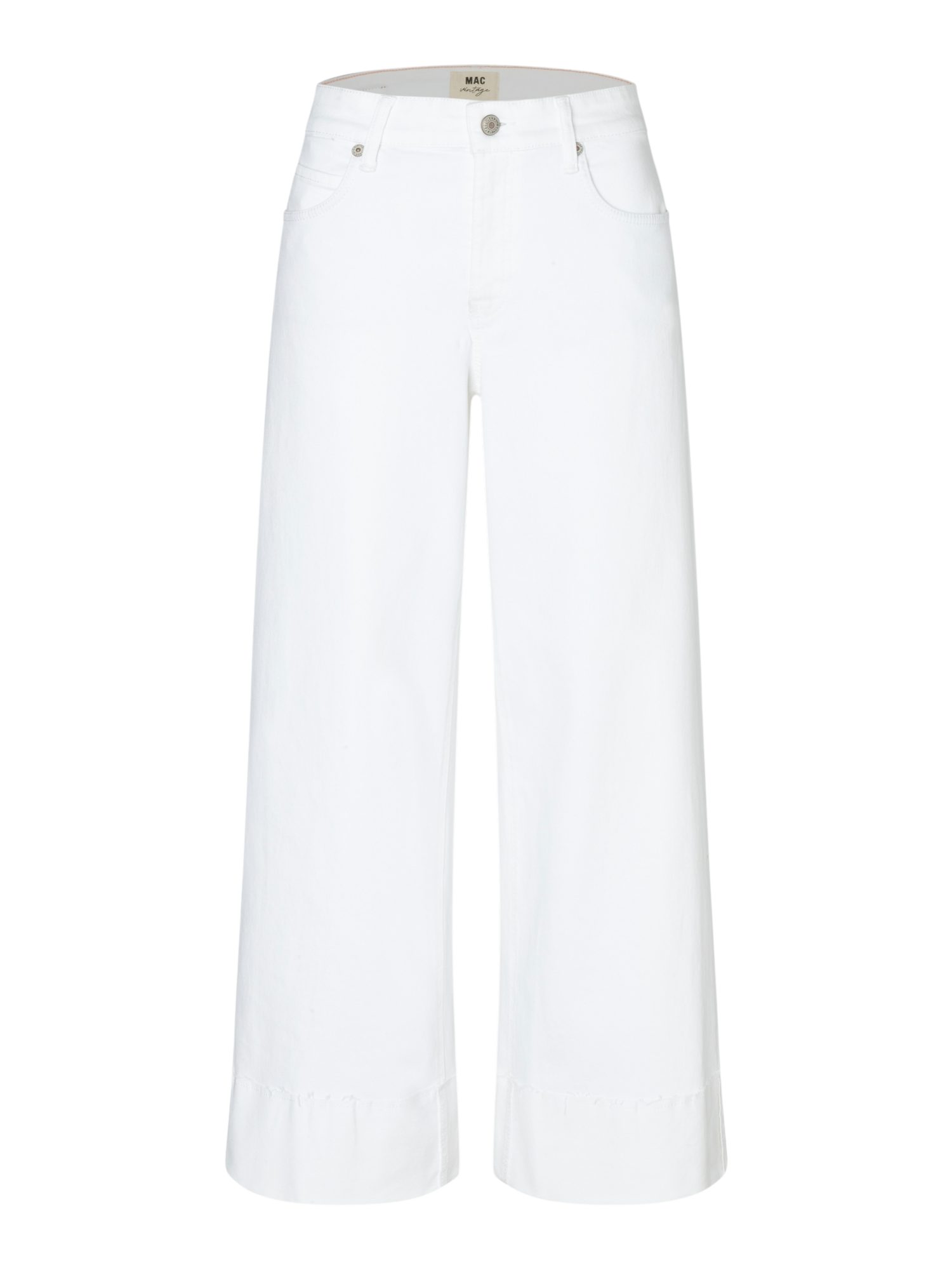 MAC Stretch-Hose weiß, Casual, Baumwolle, Unifarben, Weit, Mittel