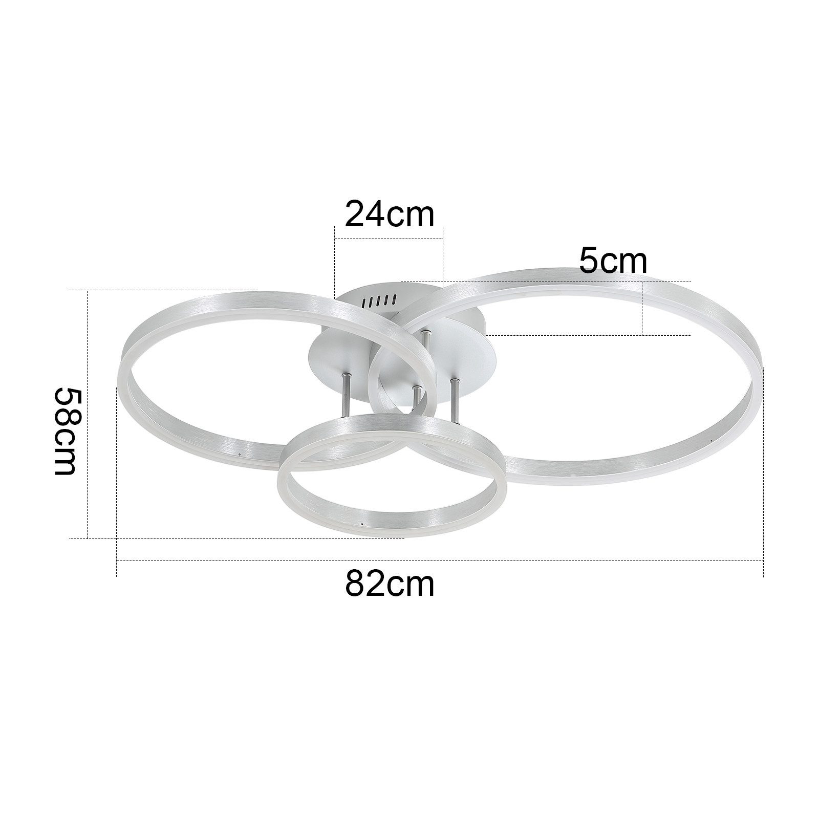 Nettlife LED Deckenleuchte Dimmbar Modern 3 Ring 82CM 74W Deckenlampe Schlafzimmer Acryl Metall, Dimmbar mit Fernbedienung, LED fest integriert, Deckenbeleuchtu – Bild 4 von 5
