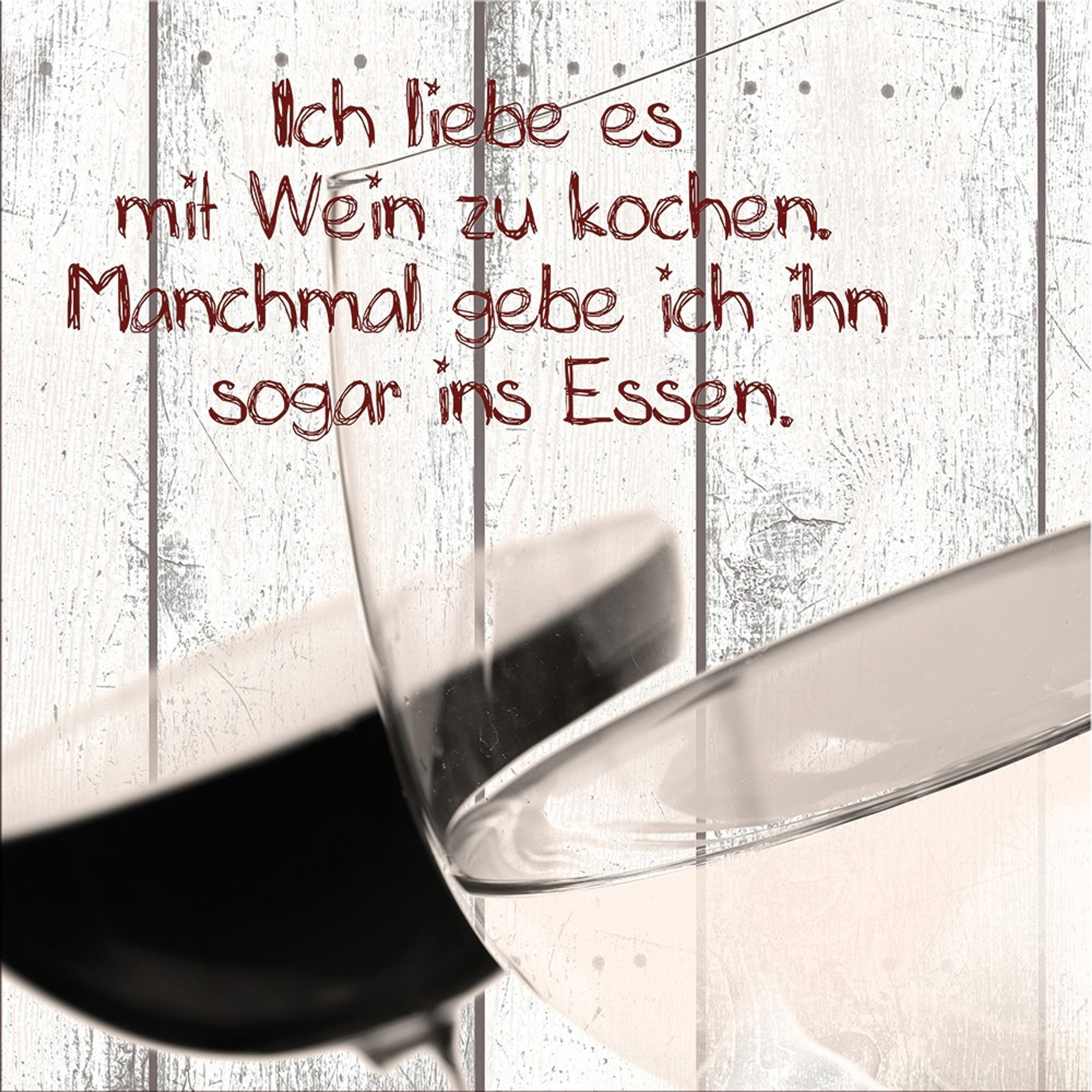 artissimo Deco-Panel Wandbild Wein Spruch / 30x30cm / Deko Küche modern / Bild / Küchenbild, Spruchbild Küche: Wein I