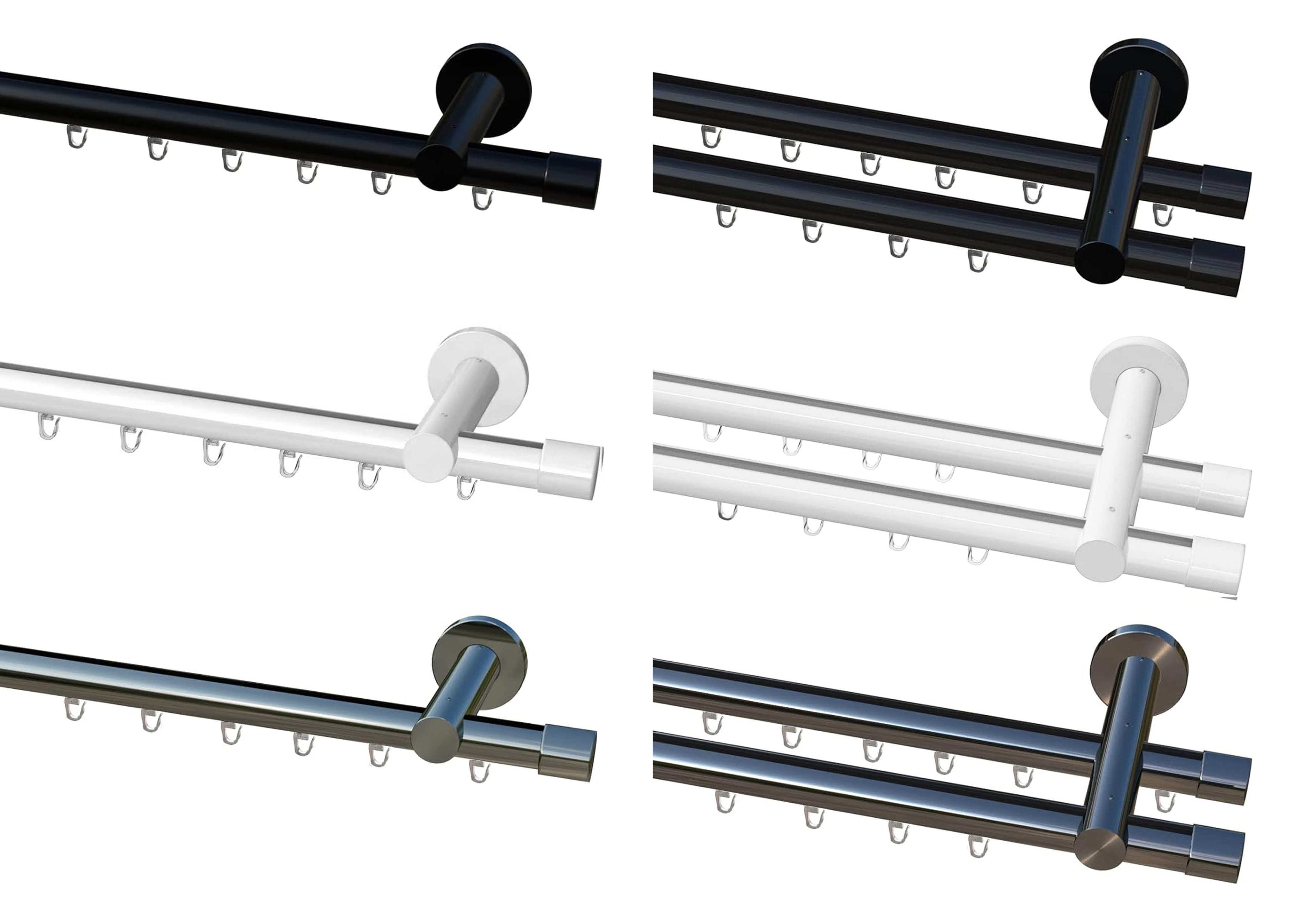 Garduna Gardinenstange Ø 20mm Innenlauf Komplettset inkl. X-Gleiter in Profilfarbe, 1-läufig, kürzbar, Metall, 2-lauf, 1-lauf, Gardinenstange, 20mm, Innenlauf, Gardinenschiene