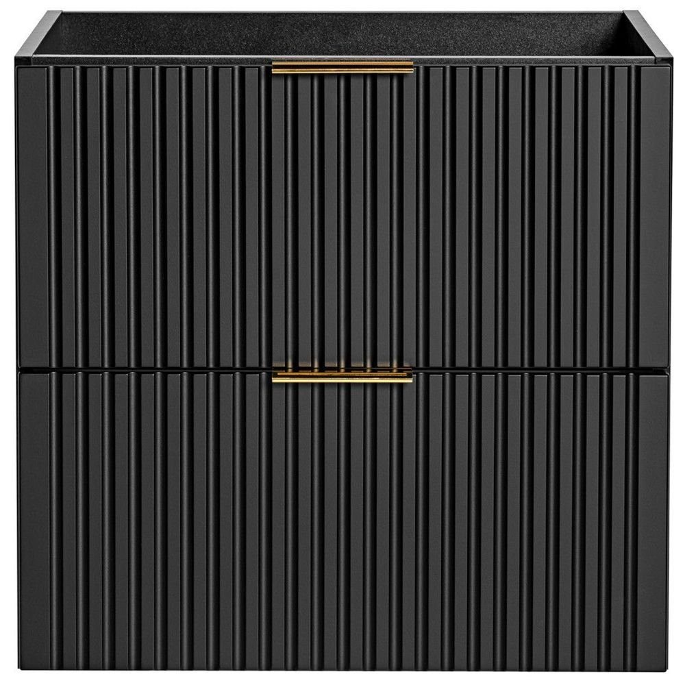 Lomadox Waschbeckenschrank ADELAIDE-56-BLACK schwarz mit gerilllter Front 60/57/46 cm – Bild 4 von 5