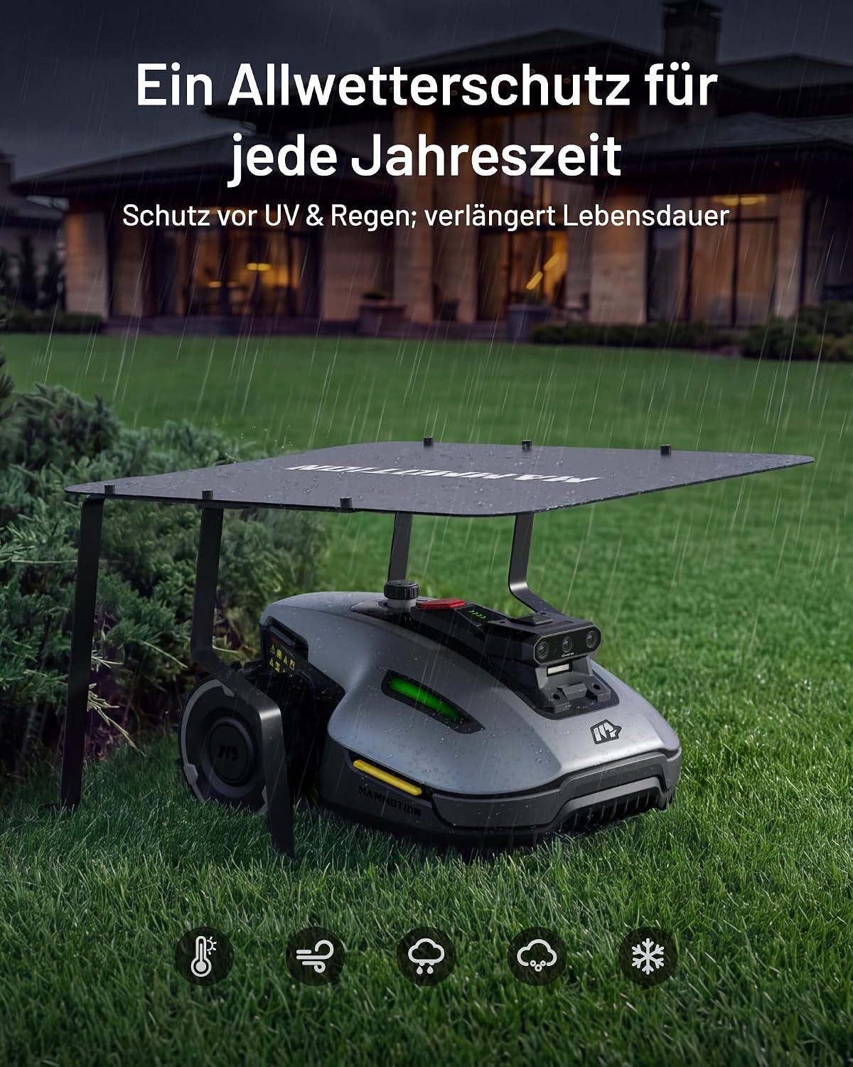 Mammotion Mähroboter-Garage, für Rasenmähroboter, (Rasenmäher-Schutzhülle), Winddicht, Regenfest, Sonnenfest, 709 x 762 x 441 mm, Grauschwarz