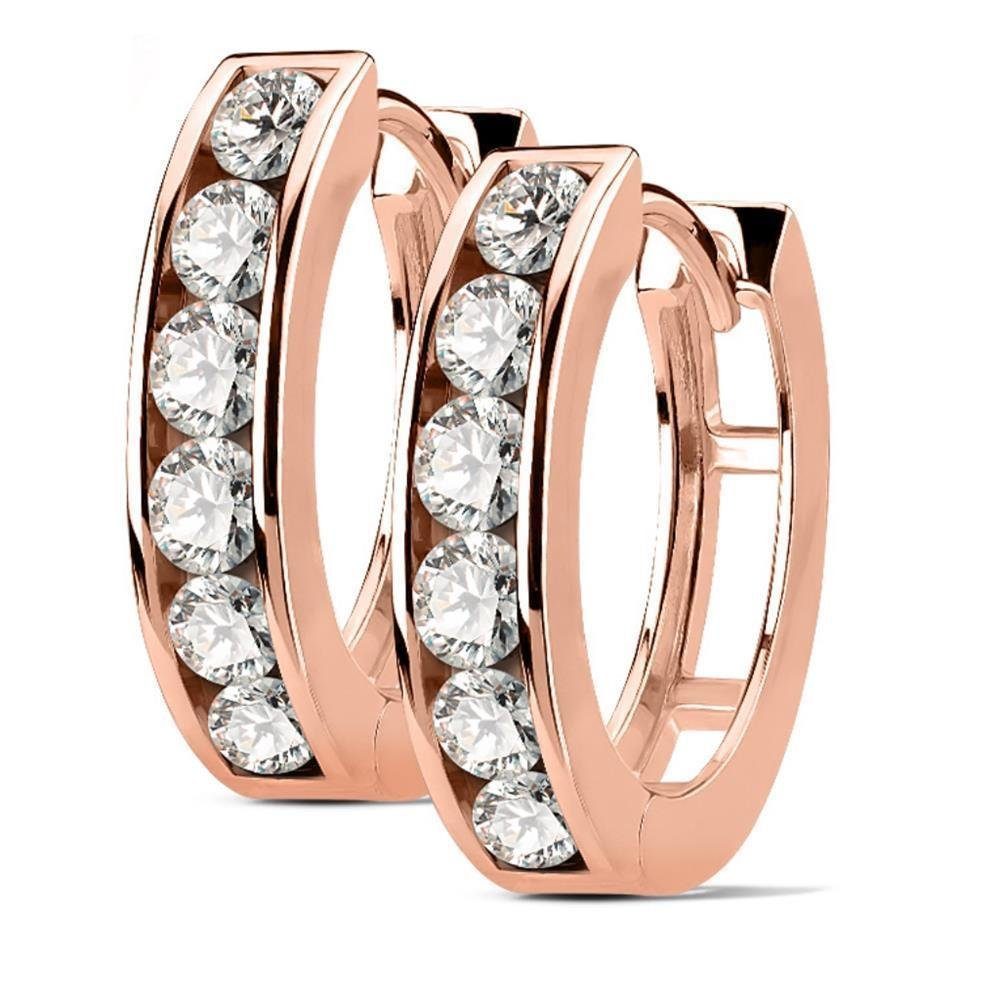Creolen-Set rosegoldene Ohrringe Kristalle 4mm aus Edelstahl Damen