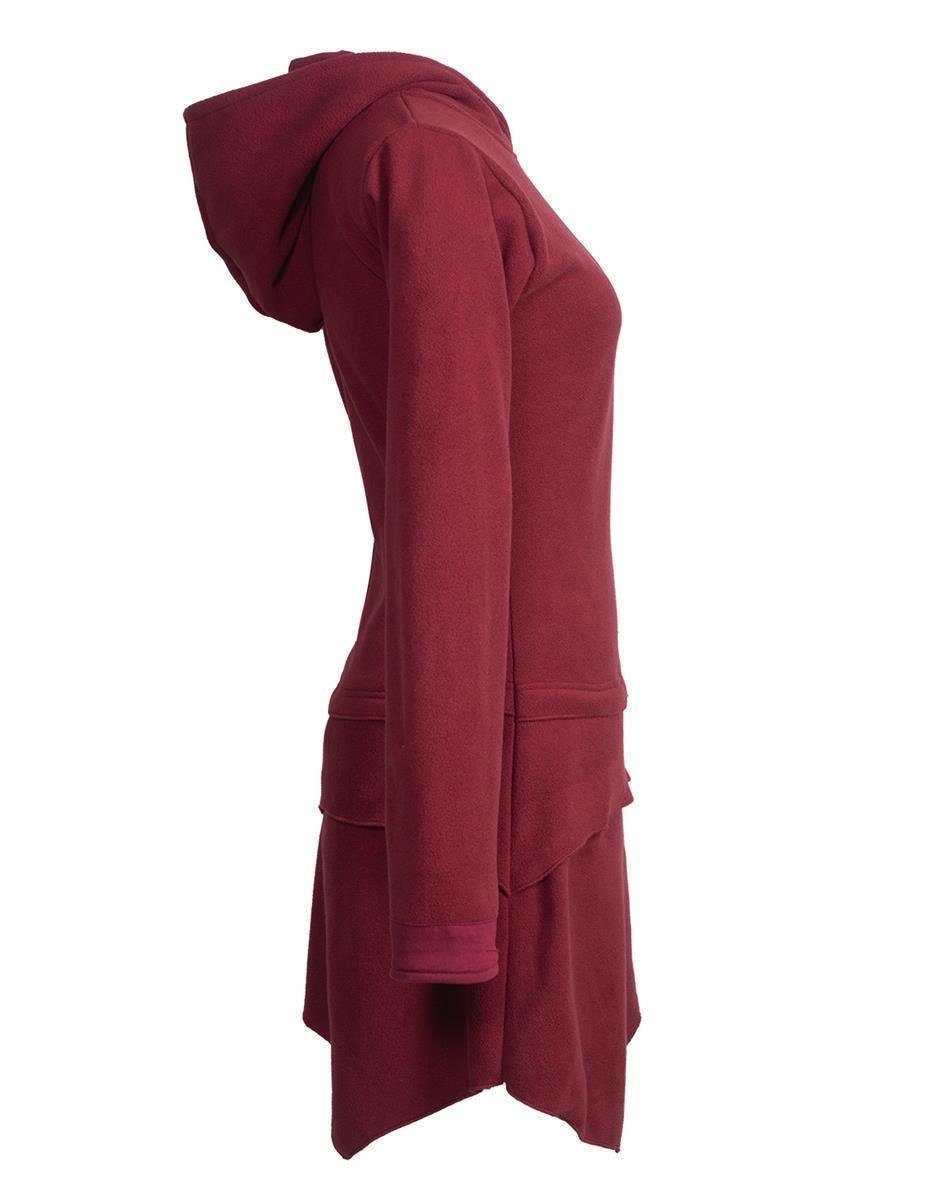 Vishes Midikleid Asymmetrisches Kapuzen-Kleid aus Recycling-Fleece Hippie, Goa, Ethno, Elfen Style