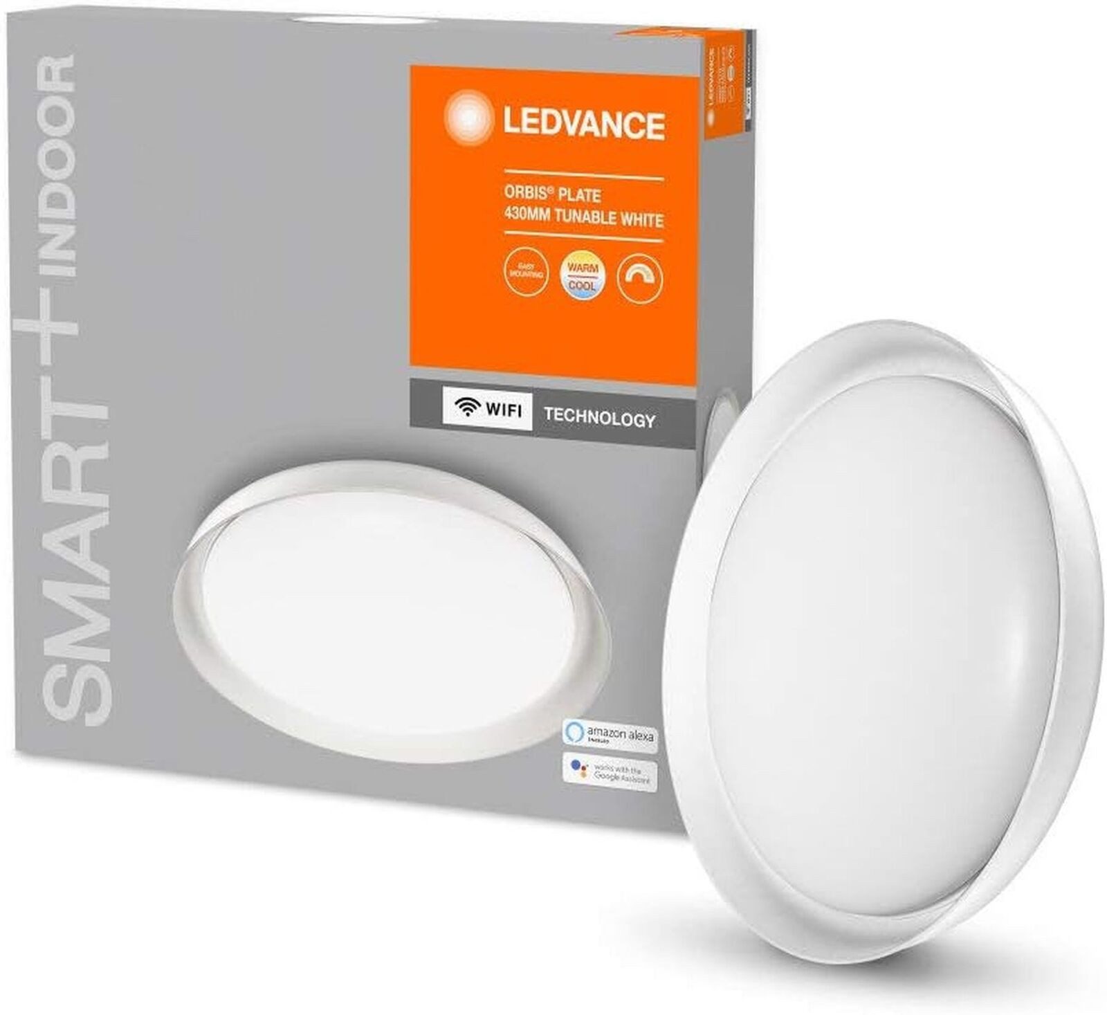 Ledvance LED Deckenleuchte Orbis Plate 430mm Smart LED Wandlampe WiFi Wandleuchte 24W, LED fest integriert, 3000…6500 K, 3.000…6.500 K, IP20, Tunable White, Weiss