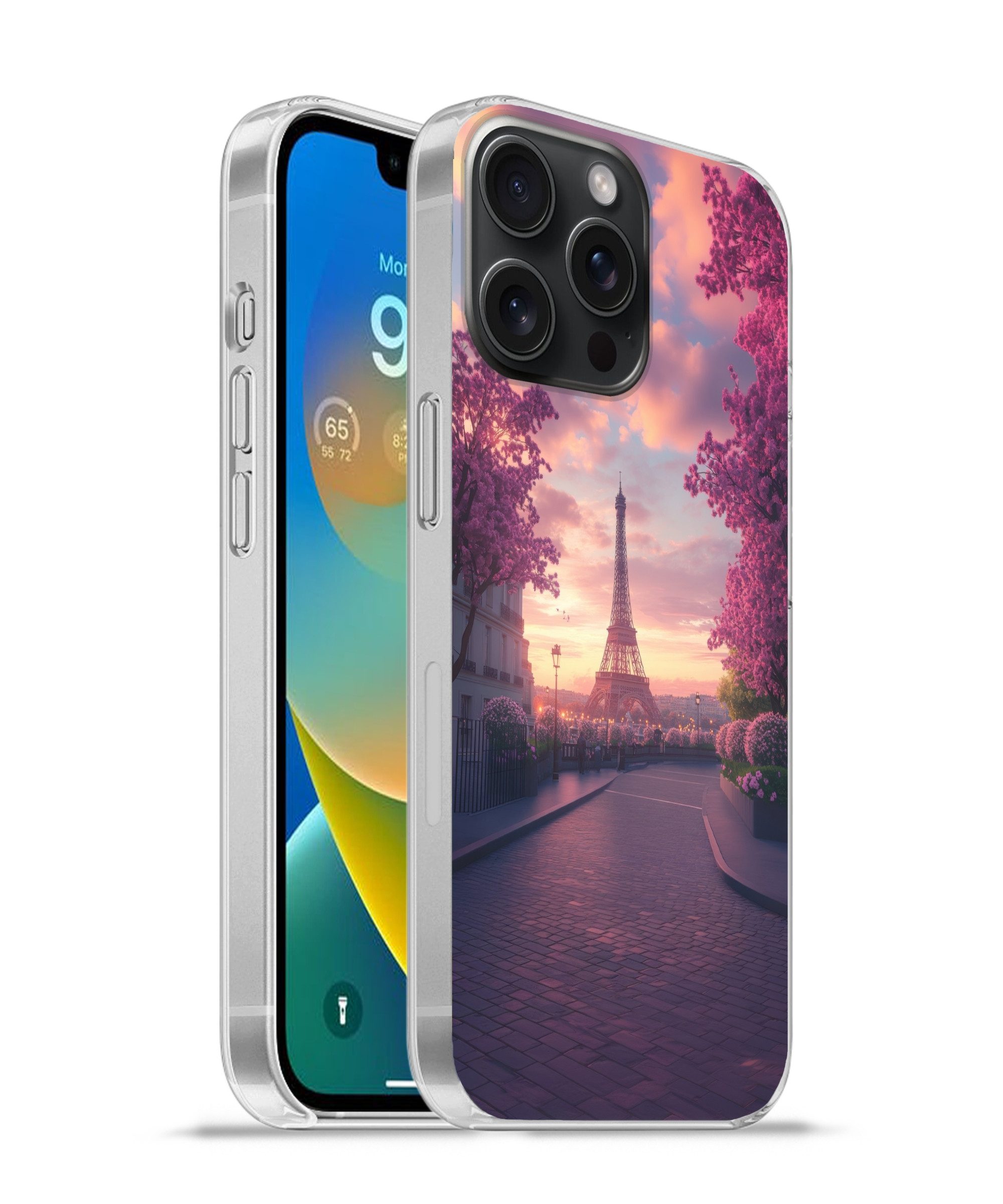 MuchoWow Handyhülle für Apple iPhone 15 Pro Max Eiffelturm - Paris - Rosa, Smartphone-Bumper, Print, Handy Schutzhülle Dünn