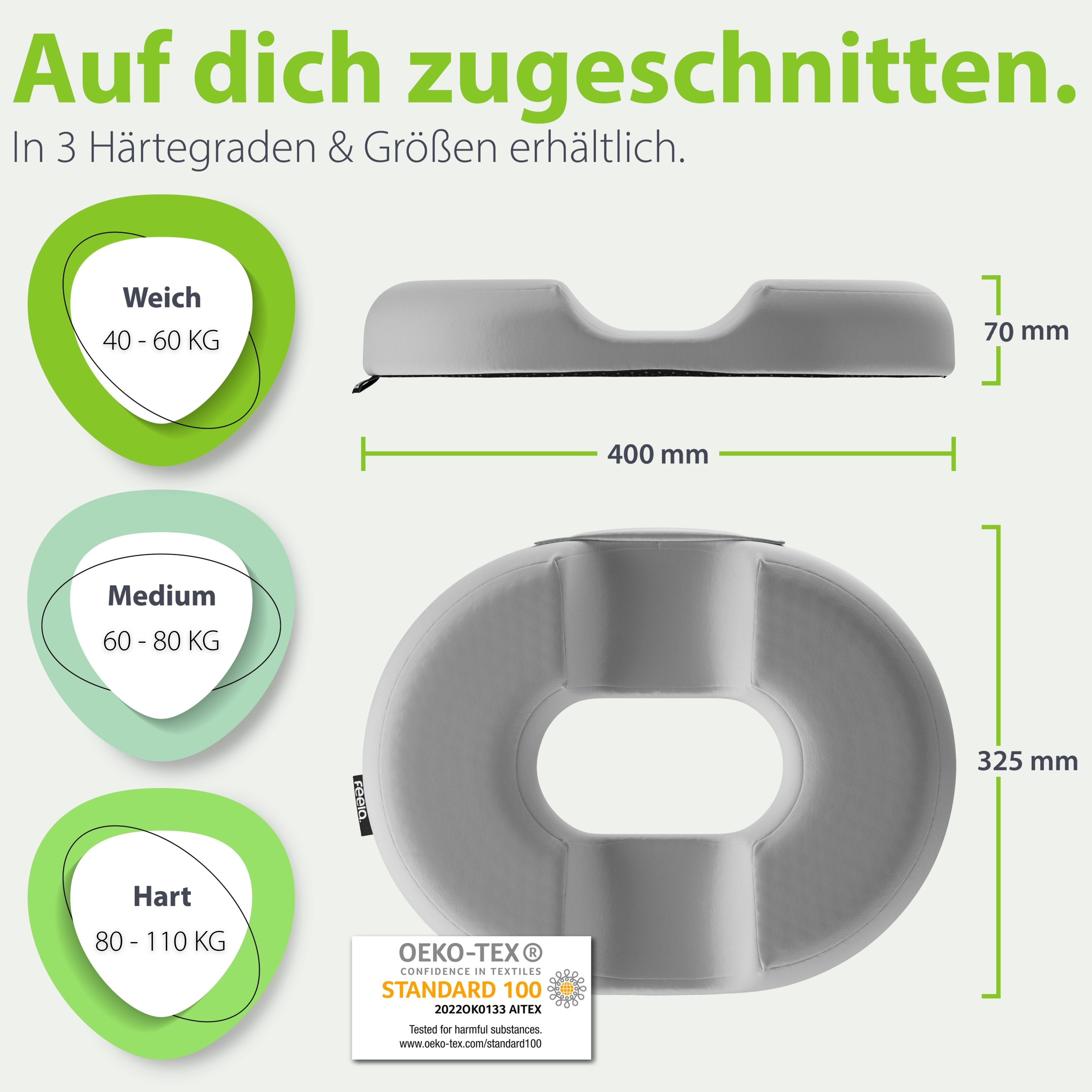 feela Sitzkissen Orthopädischer Sitzring – entlastet Steißbein & Becken beim Sitzen, Ideal nach OP, Schwangerschaft & bei Hämorrhoiden – mehr Komfort – Bild 4 von 5