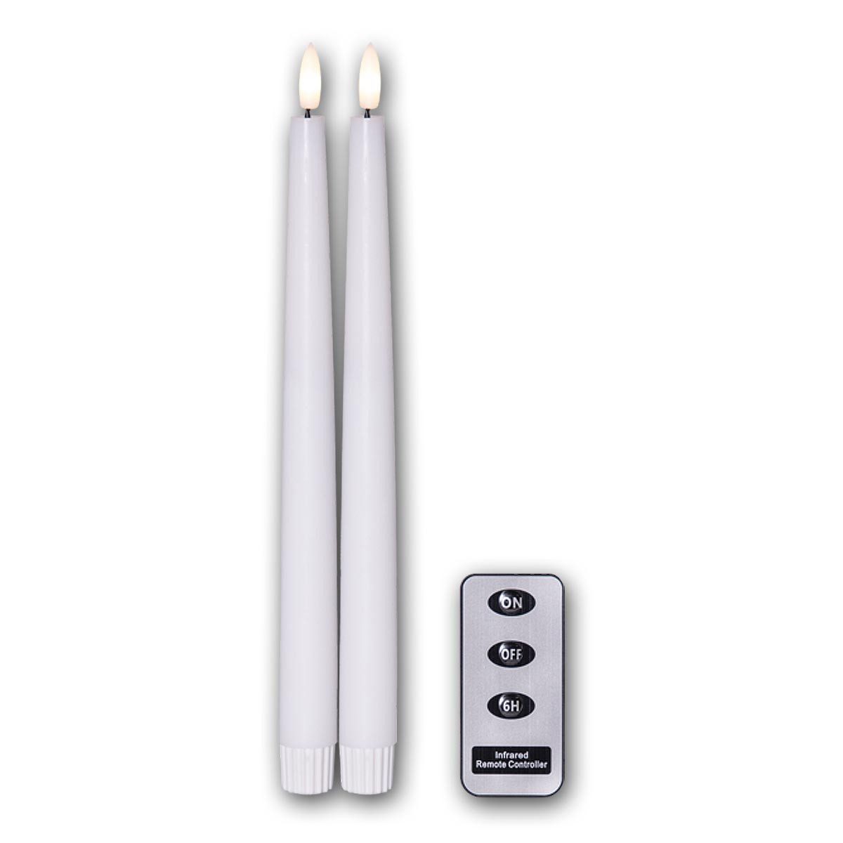 STAR TRADING LED-Kerze LED Stabkerzen FLAMME SLIM weiß 2er Set mit FB
