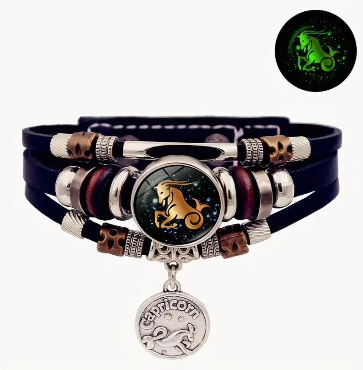 Stelby Armband mit Gravur Armband Sternzeichen Steinbock mit 3D Gravur im Glas