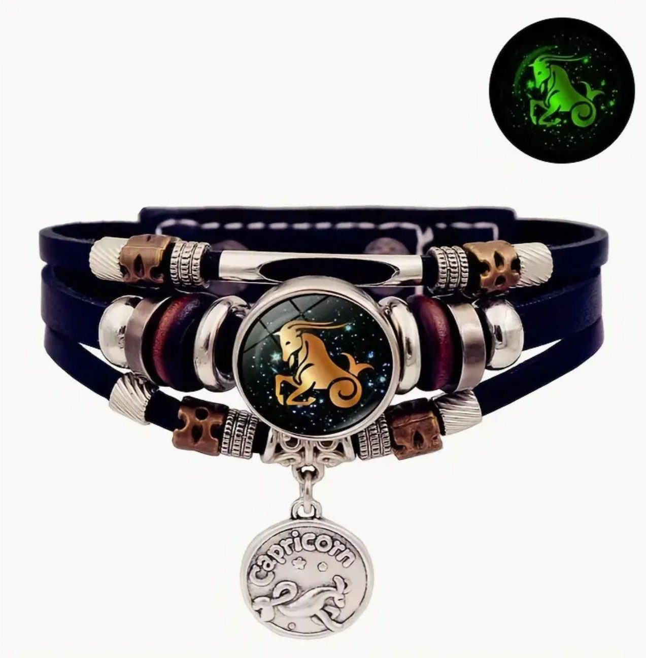 Stelby Armband mit Gravur Armband Sternzeichen Steinbock mit 3D Gravur im Glas (Weihnachtsgeschenk, Geburtstagsgeschenk, Valentinstaggeschenk, modern, minimalistisch), langlebig, pflegeleicht, unisex