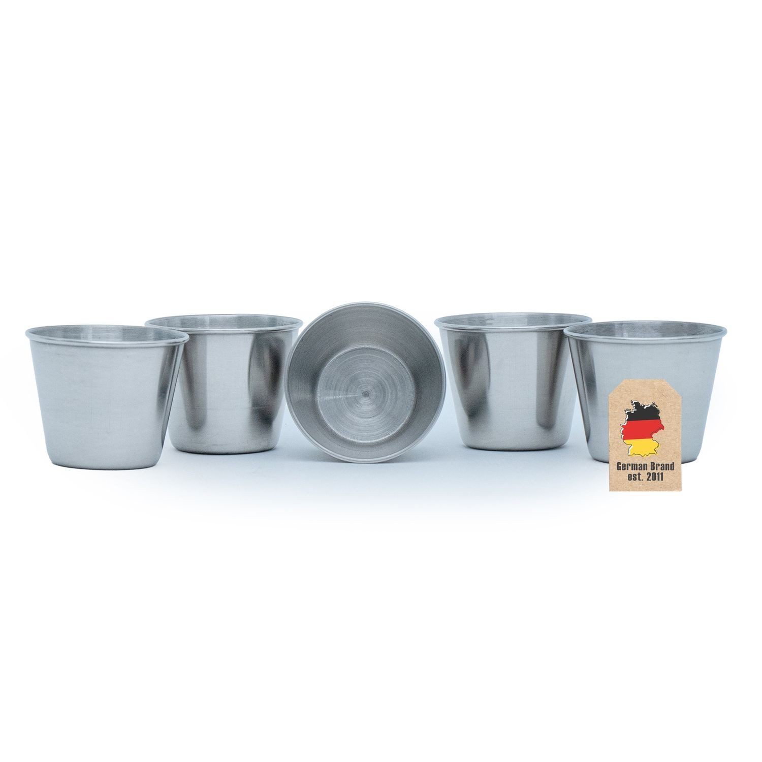 Intirilife Becher, 5-tlg., Edelstahl, Camping Outdoor Metall Becher Tasse
