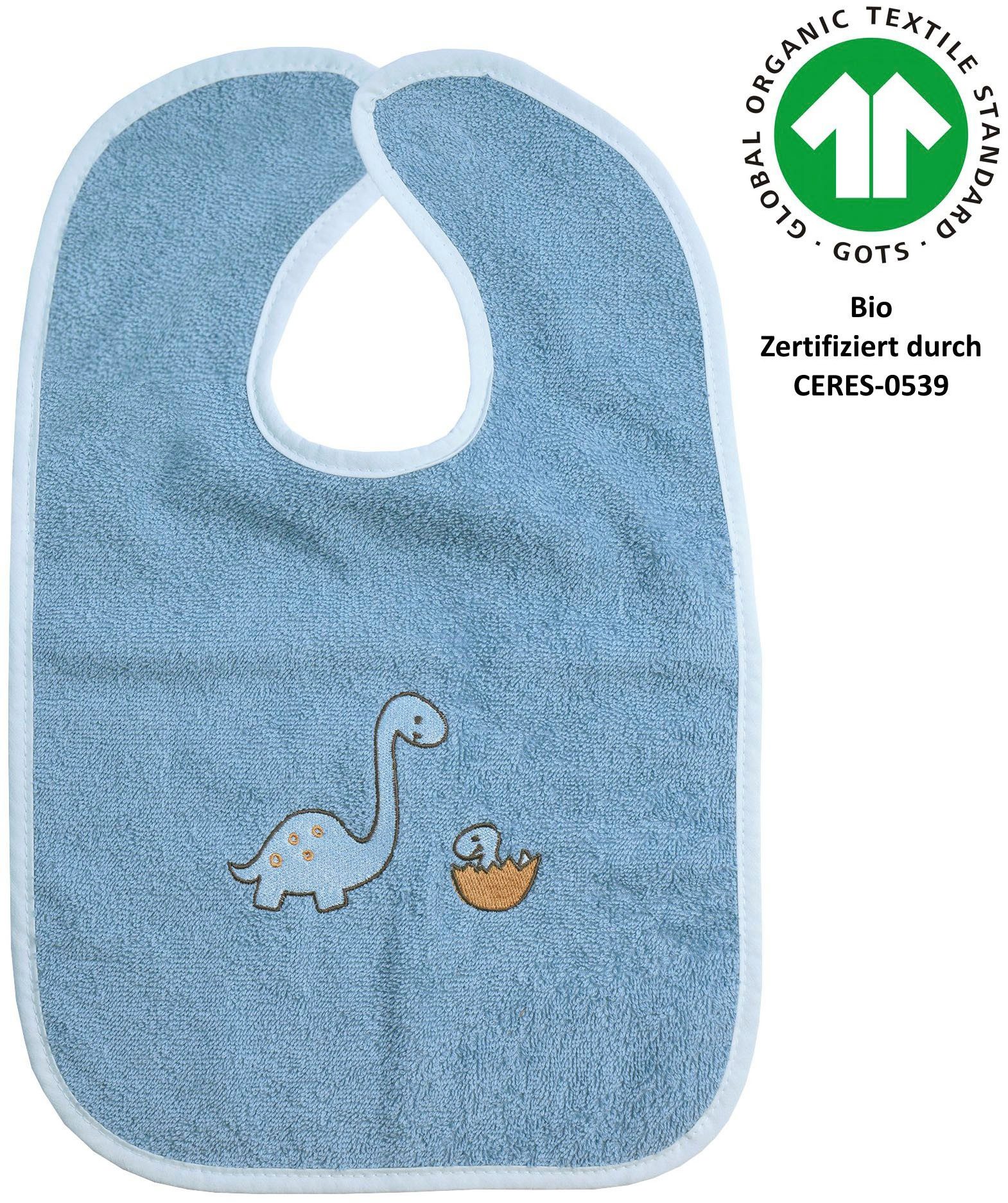Wörner Lätzchen Dinofamilie, (1-St), Biobaumwolle, mit Klettverschluss, maschinenwaschbar