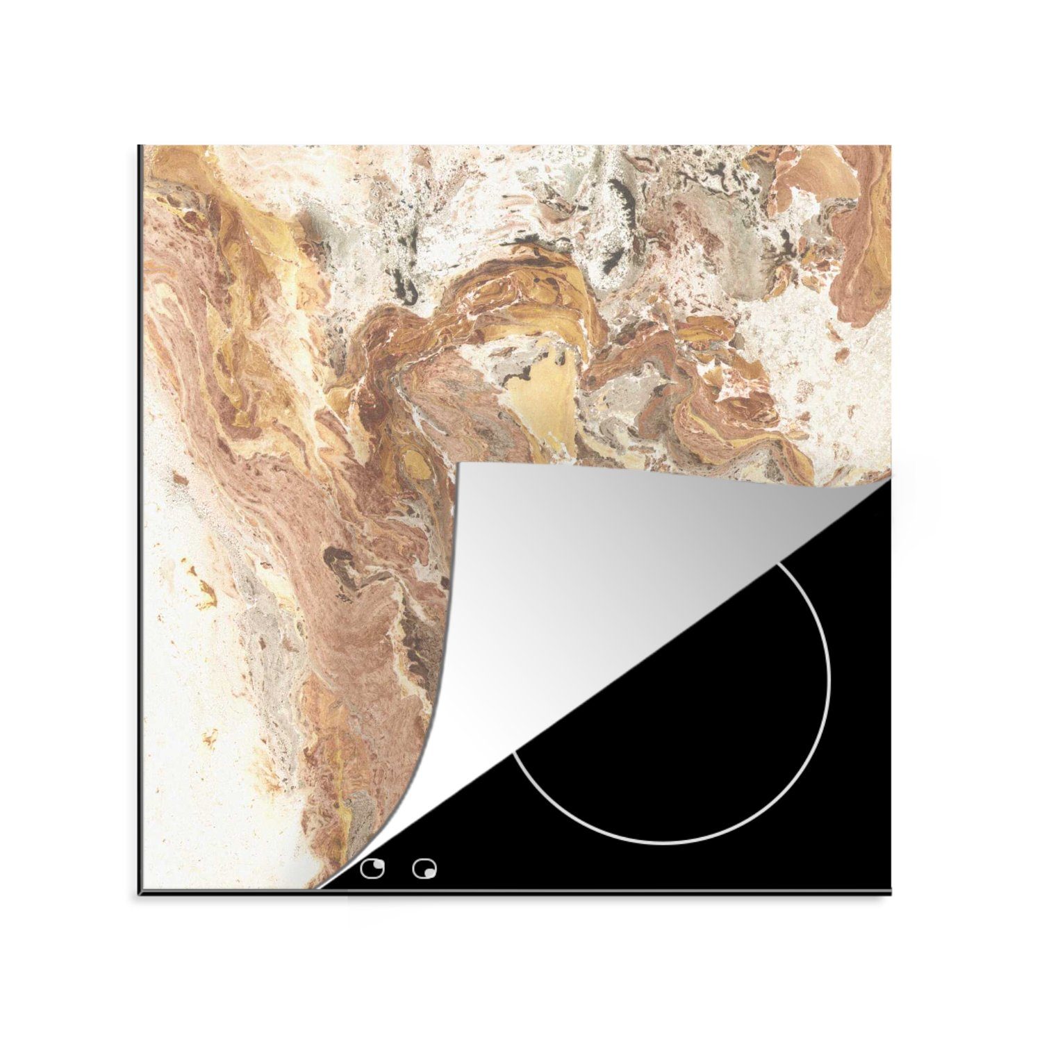 MuchoWow Herdblende-/Abdeckplatte Kristalle - Granit - Rot, Vinyl, (1 tlg), 78x78 cm, Ceranfeldabdeckung, Arbeitsplatte für küche